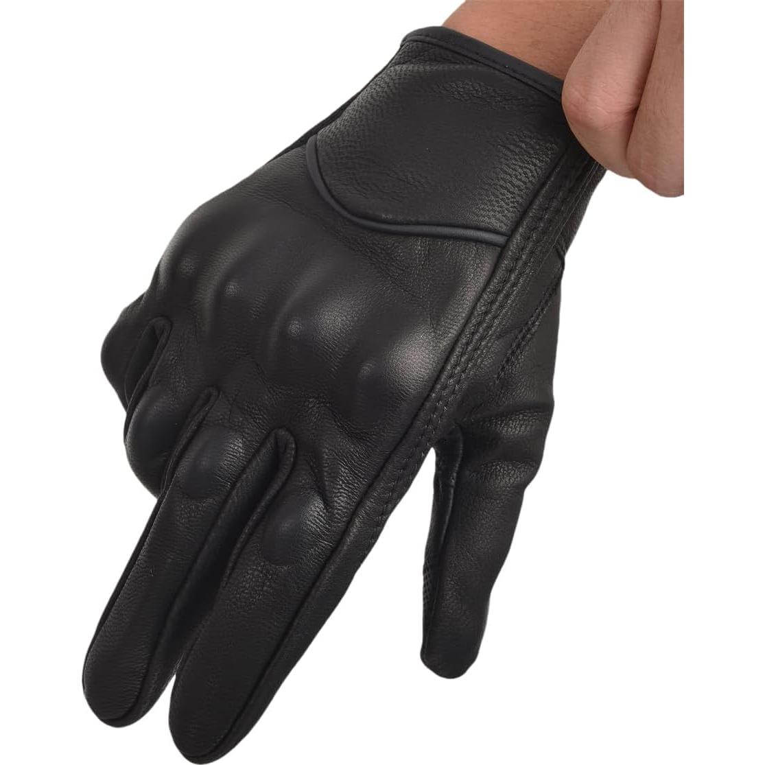Guantes de Motocicleta Sibewora BDKGLOVE Cuero Negro Talla 3XL