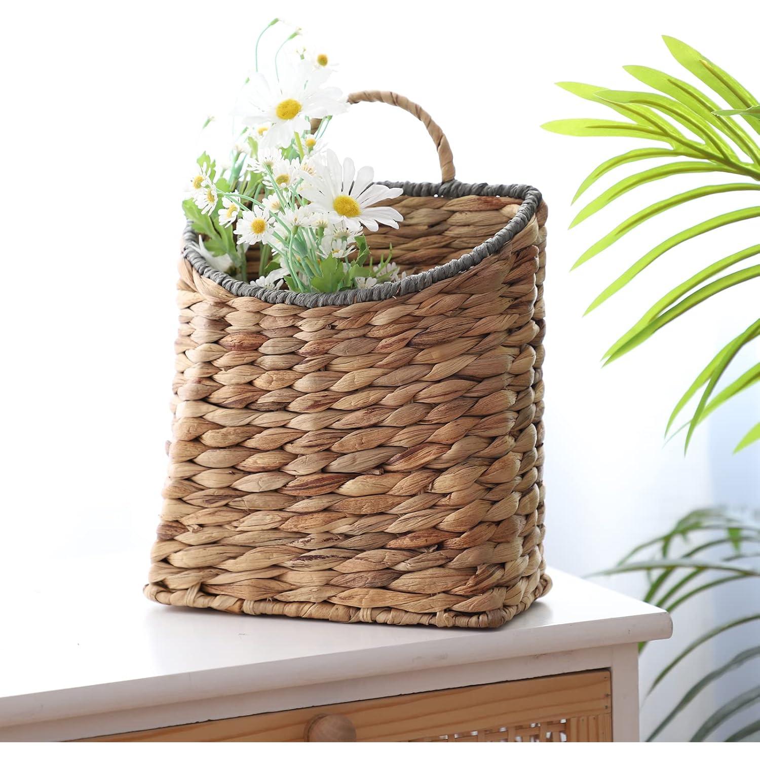 Cesta Colgante Tejida GYASVWU 22x12x29cm Decorativa