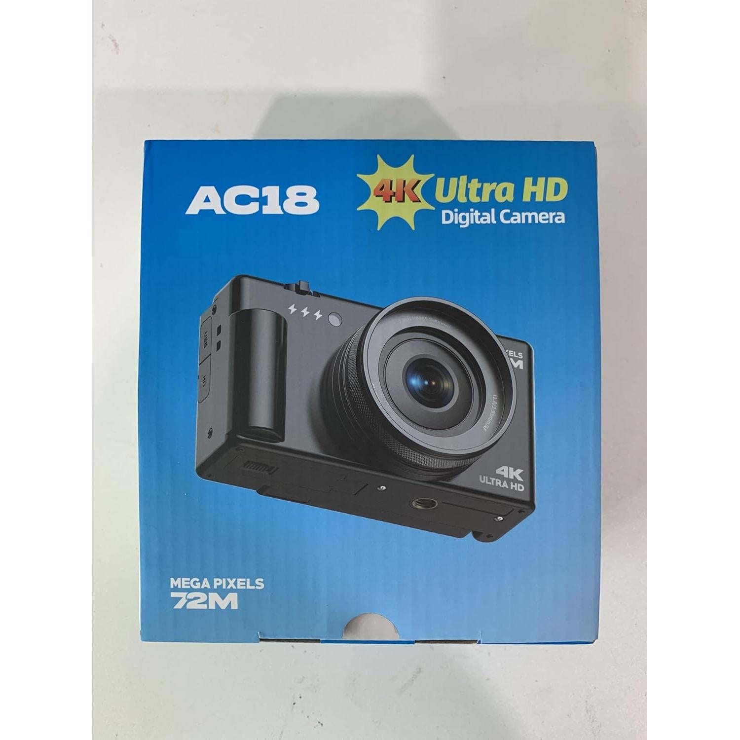 Cámara Digital 4K CAMWORLD AC18AA 72MP Zoom 18x Pantalla 2.8"