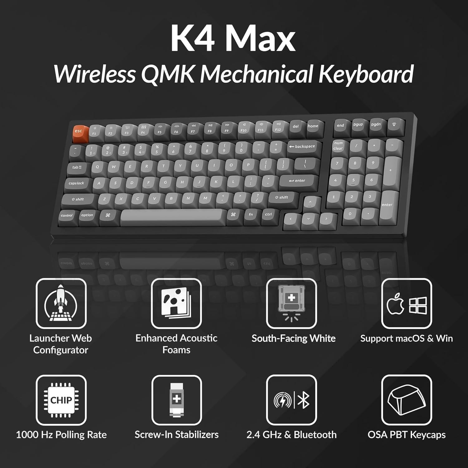 Teclado Mecánico Inalámbrico Keychron K4 Max 96% Bluetooth 5.1