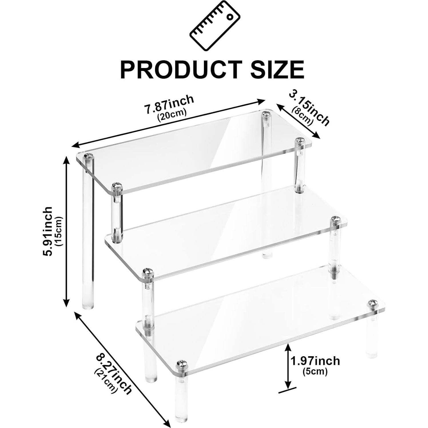 Soporte Acrílico UQW para Exhibición 3 Niveles 20x8cm