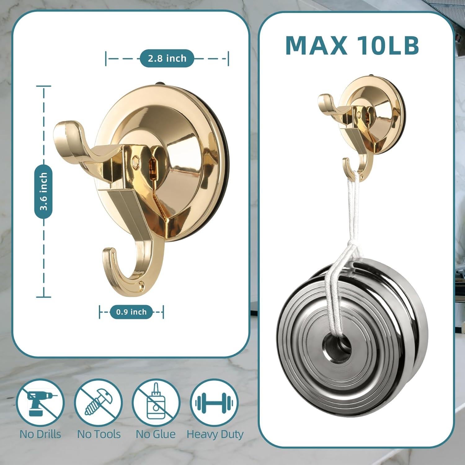 Ganchos de Ventosa Antimbee Oro - Paquete de 10, 5 kg