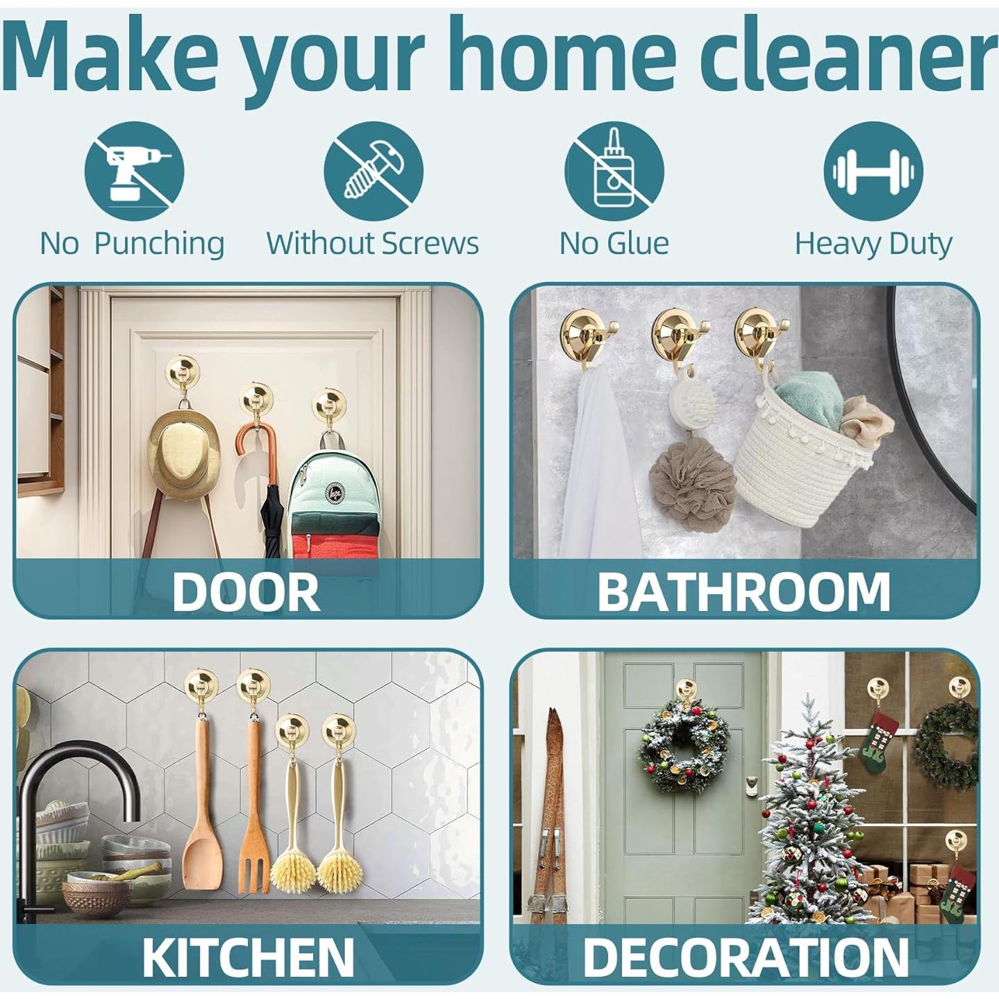 Ganchos de Ventosa Antimbee Oro - Paquete de 10, 5 kg