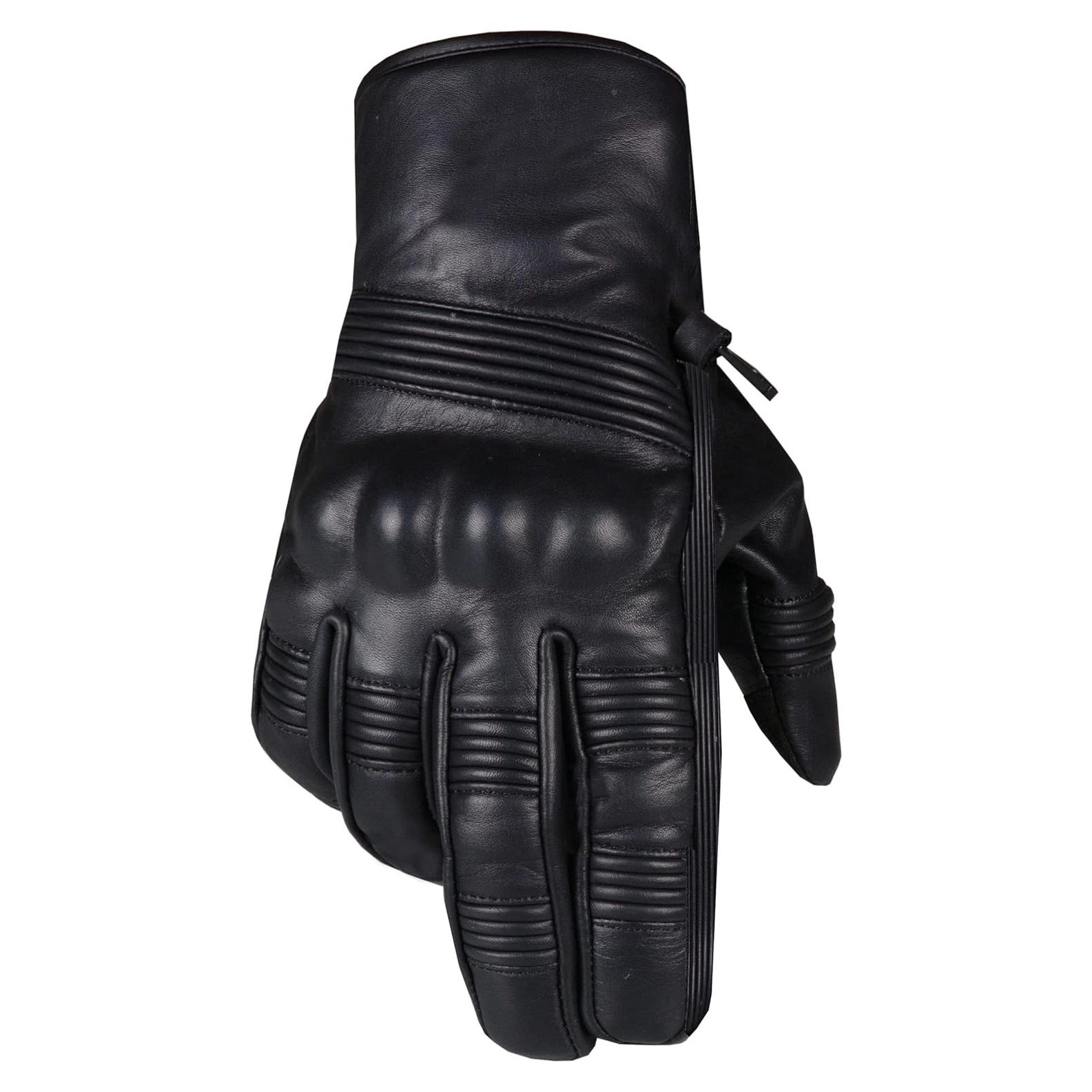 Guantes de Cuero Jackets 4 Bikes G182 Negros para Motocicleta