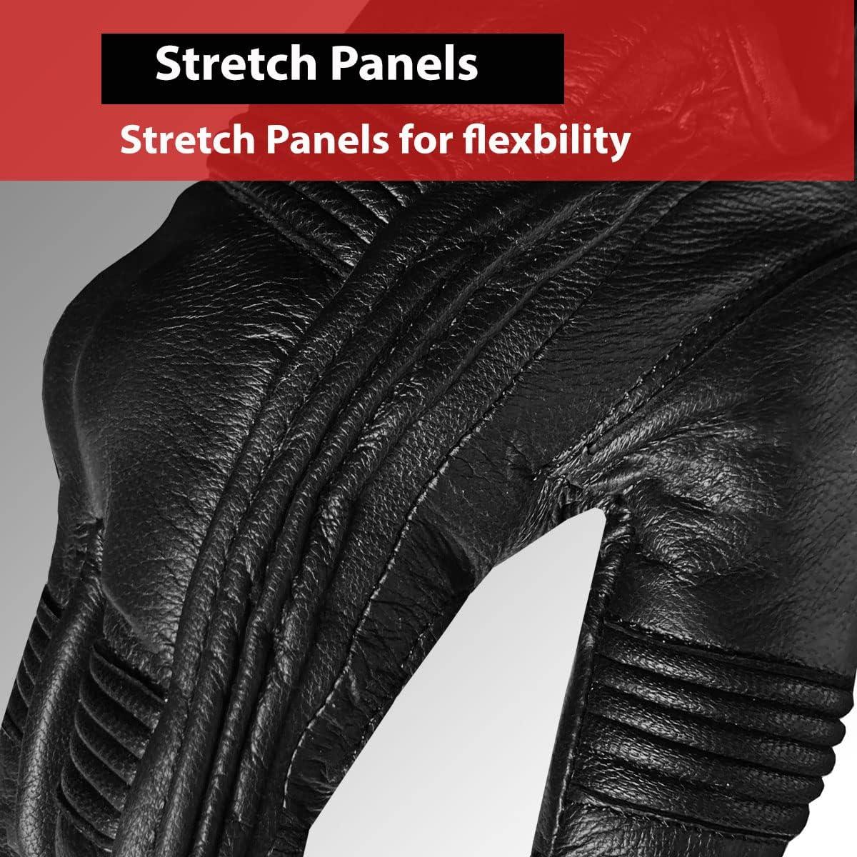 Guantes de Cuero Jackets 4 Bikes G182 Negros para Motocicleta