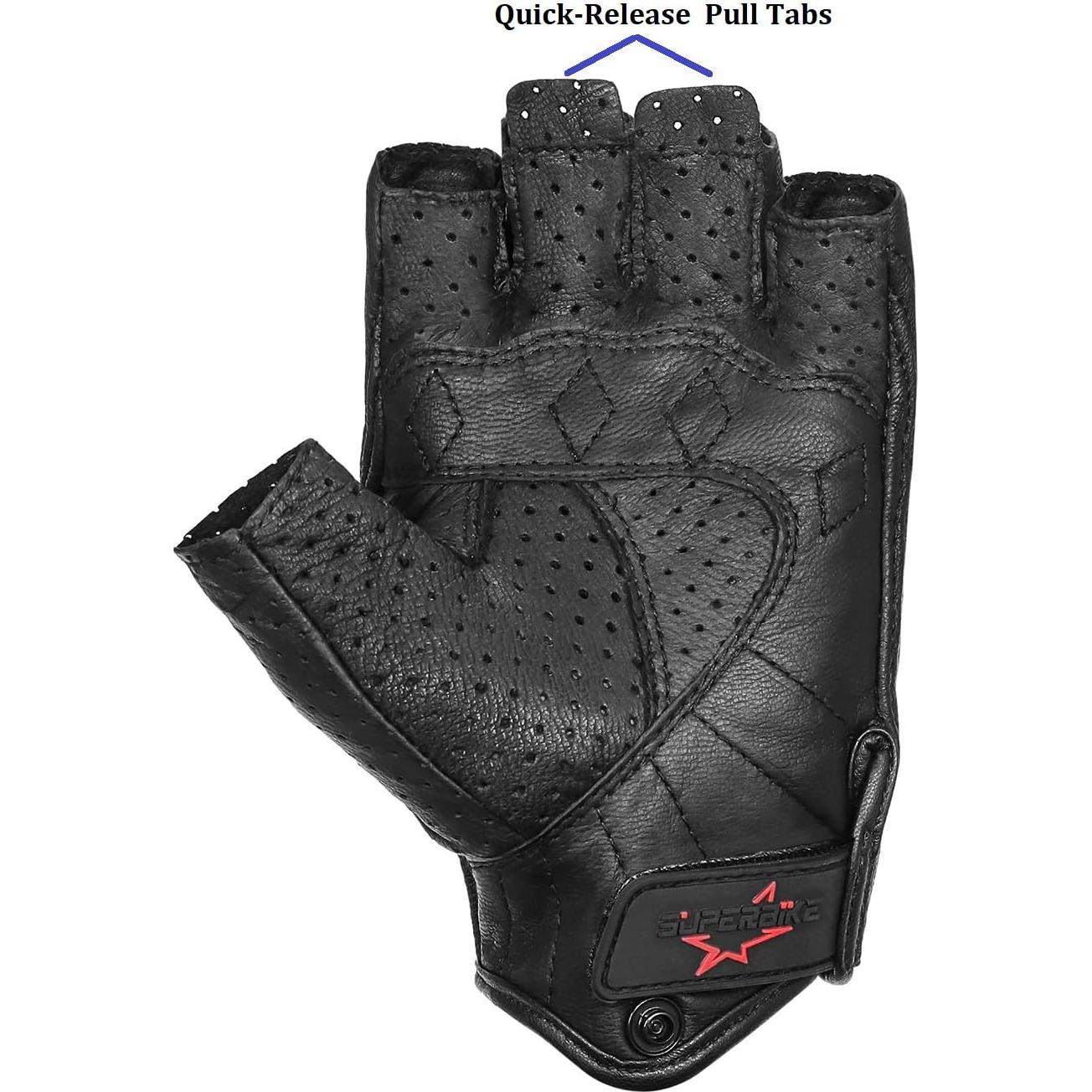 Guantes de Motocicleta Superbike G11 Negro Sin Dedos L