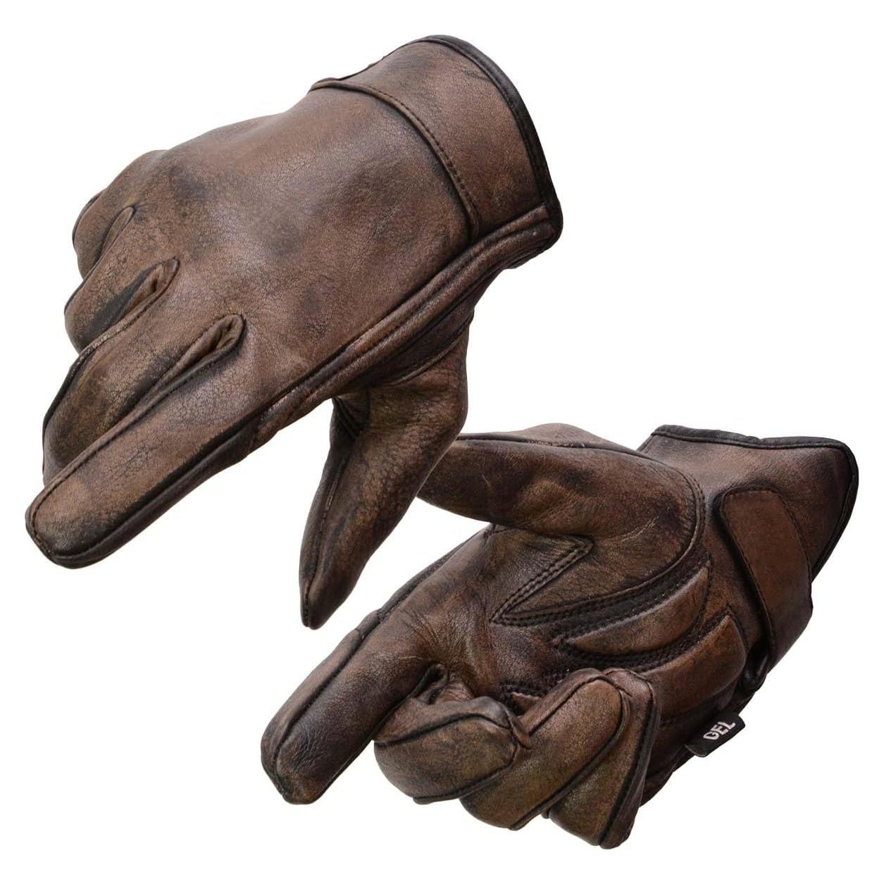 Guantes de Moto Milwaukee MG7512 Cuero Marrón Acolchados