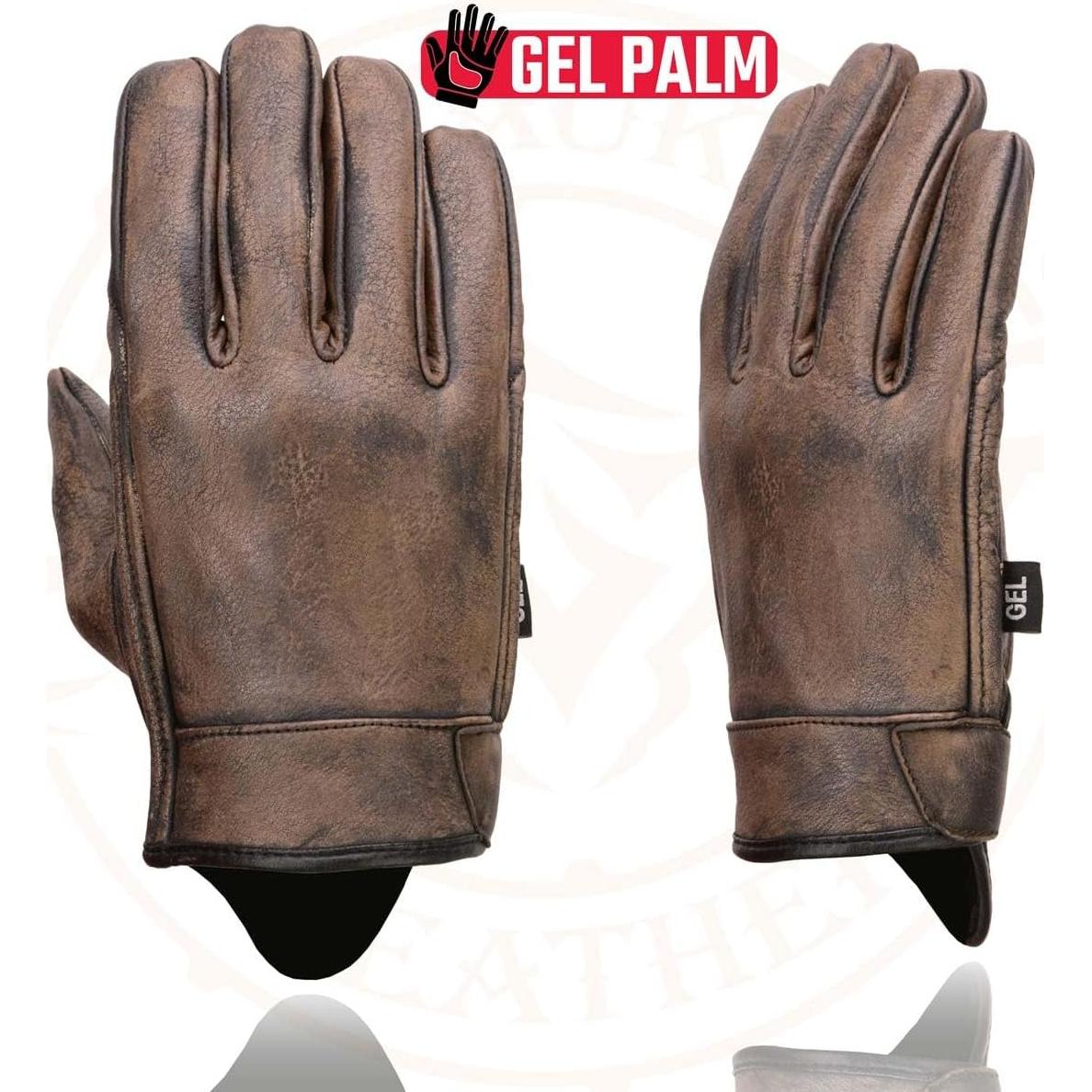 Guantes de Moto Milwaukee MG7512 Cuero Marrón Acolchados