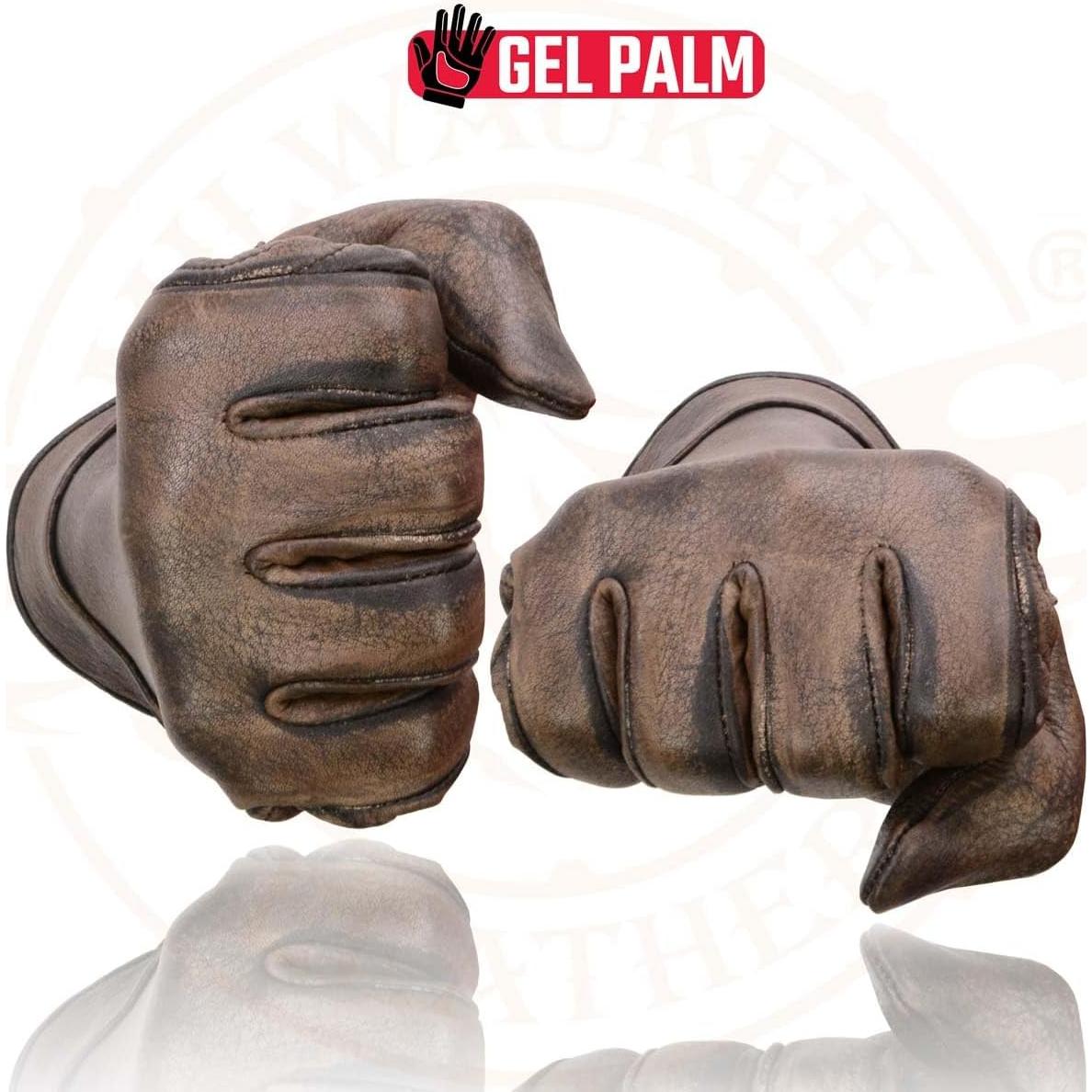 Guantes de Moto Milwaukee MG7512 Cuero Marrón Acolchados