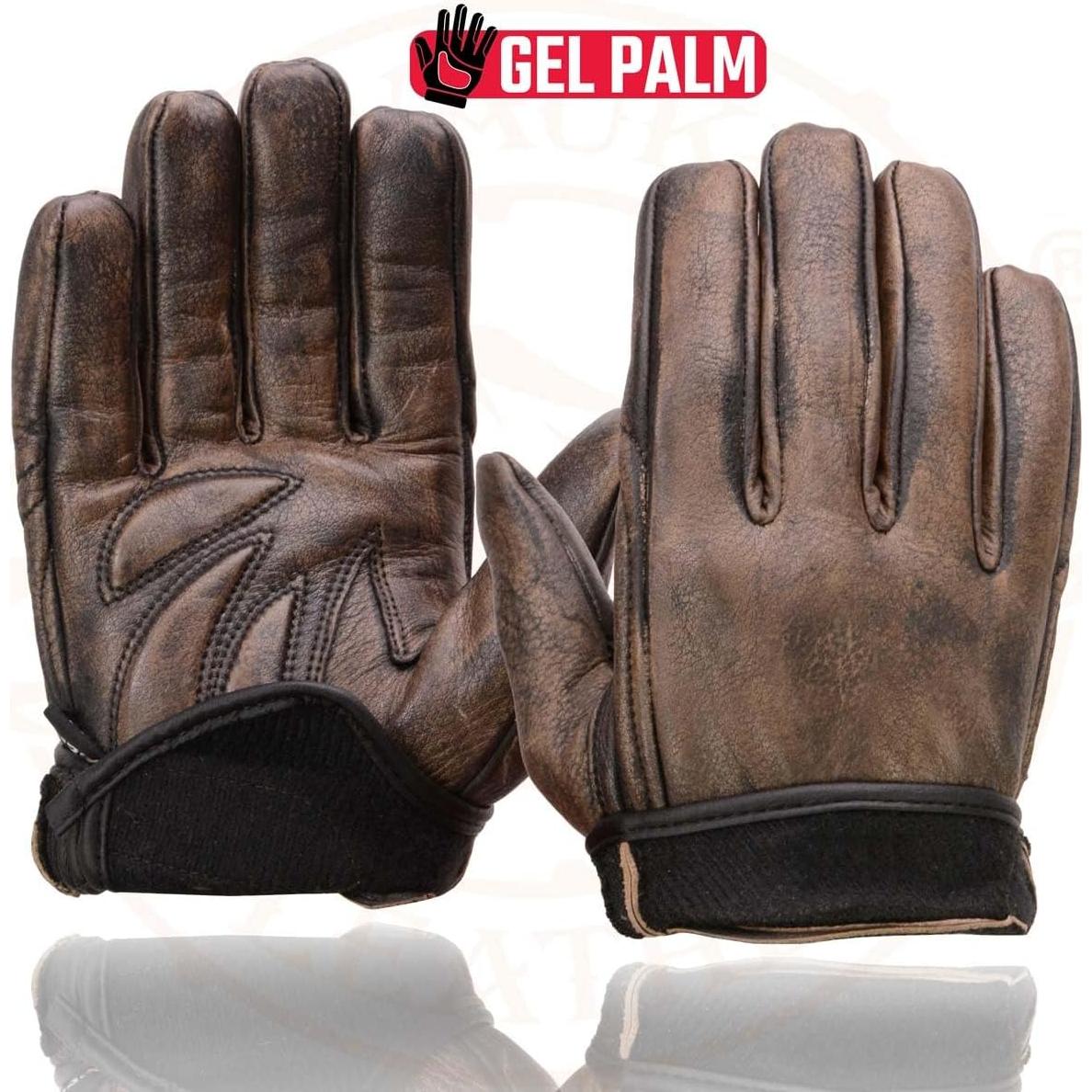 Guantes de Moto Milwaukee MG7512 Cuero Marrón Acolchados