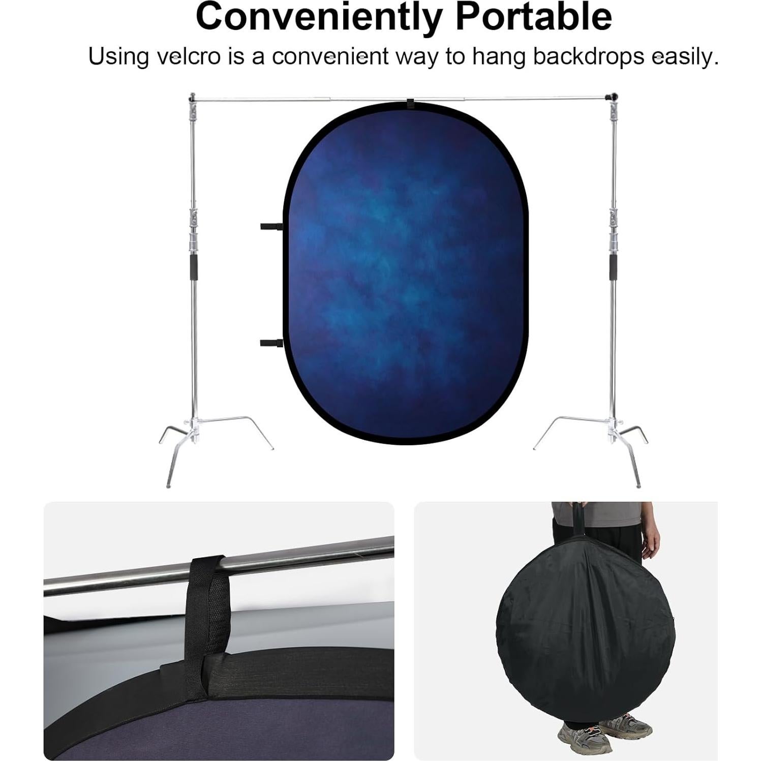 Fondo Portátil Doble Cara Selens 140x200 cm Azul/Marrón