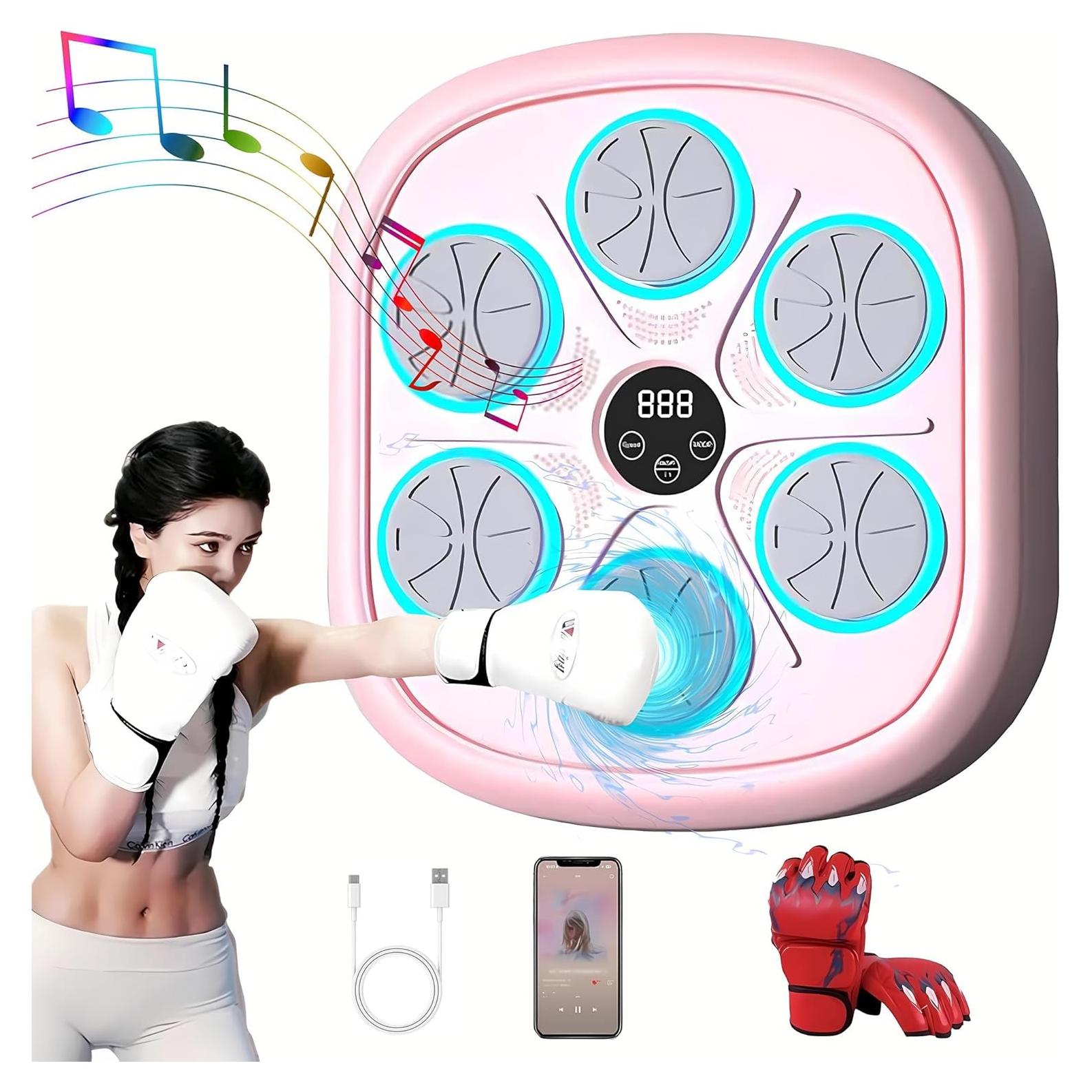 Máquina de Boxeo Musical Rosa ENDBAG LGF-QJQ-001 con Guantes