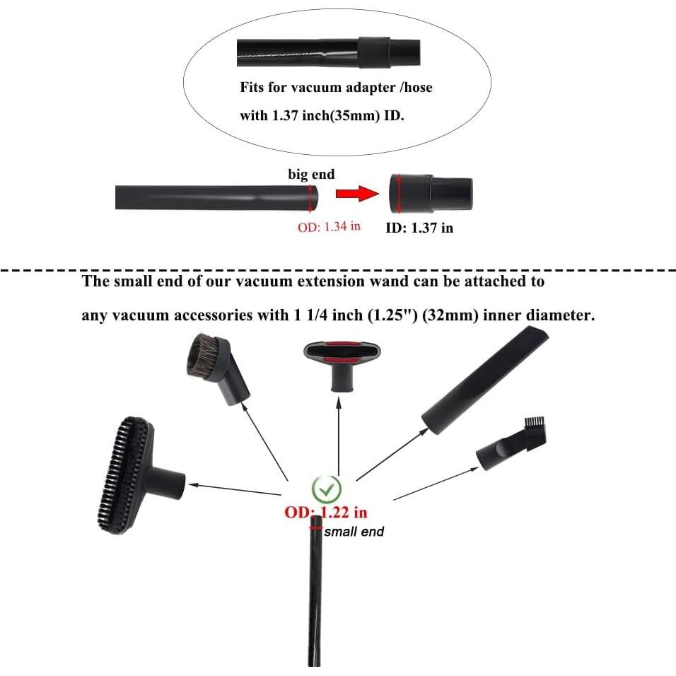 Varilla de Extensión para Aspiradora HUIAWAY 3 Pcs 32mm 14.6"