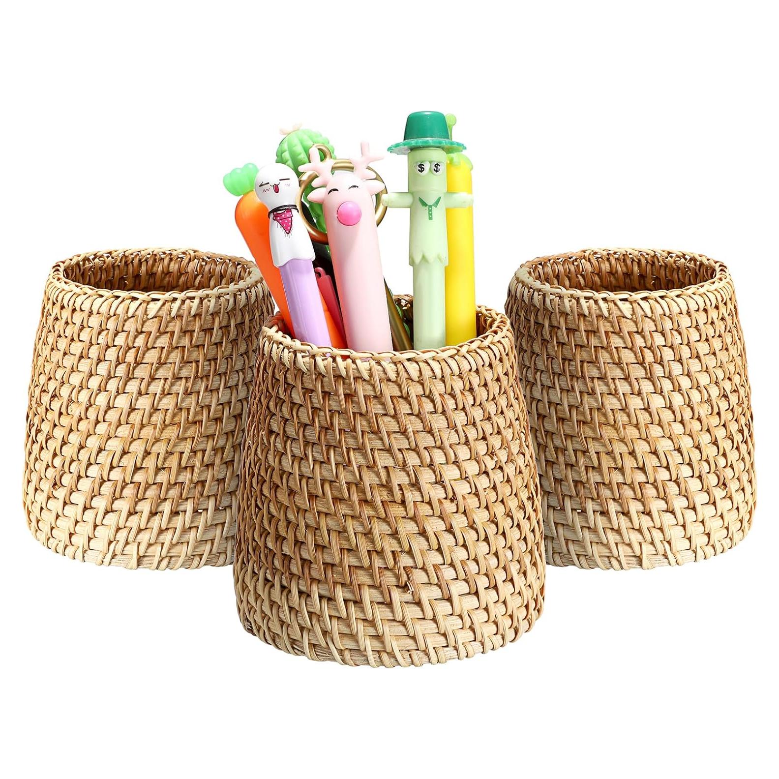 Organizador de Escritorio BTSKY 3 Pack Ratan Hecho a Mano