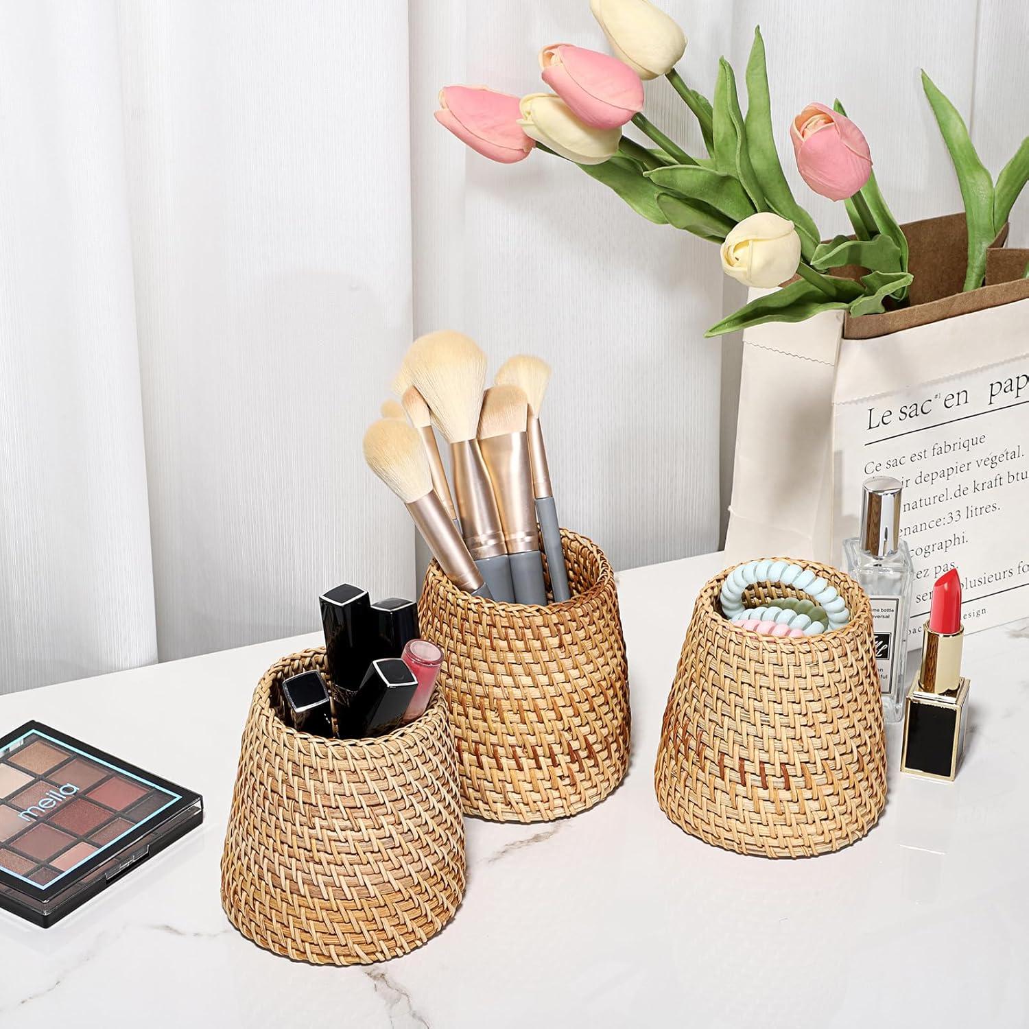 Organizador de Escritorio BTSKY 3 Pack Ratan Hecho a Mano