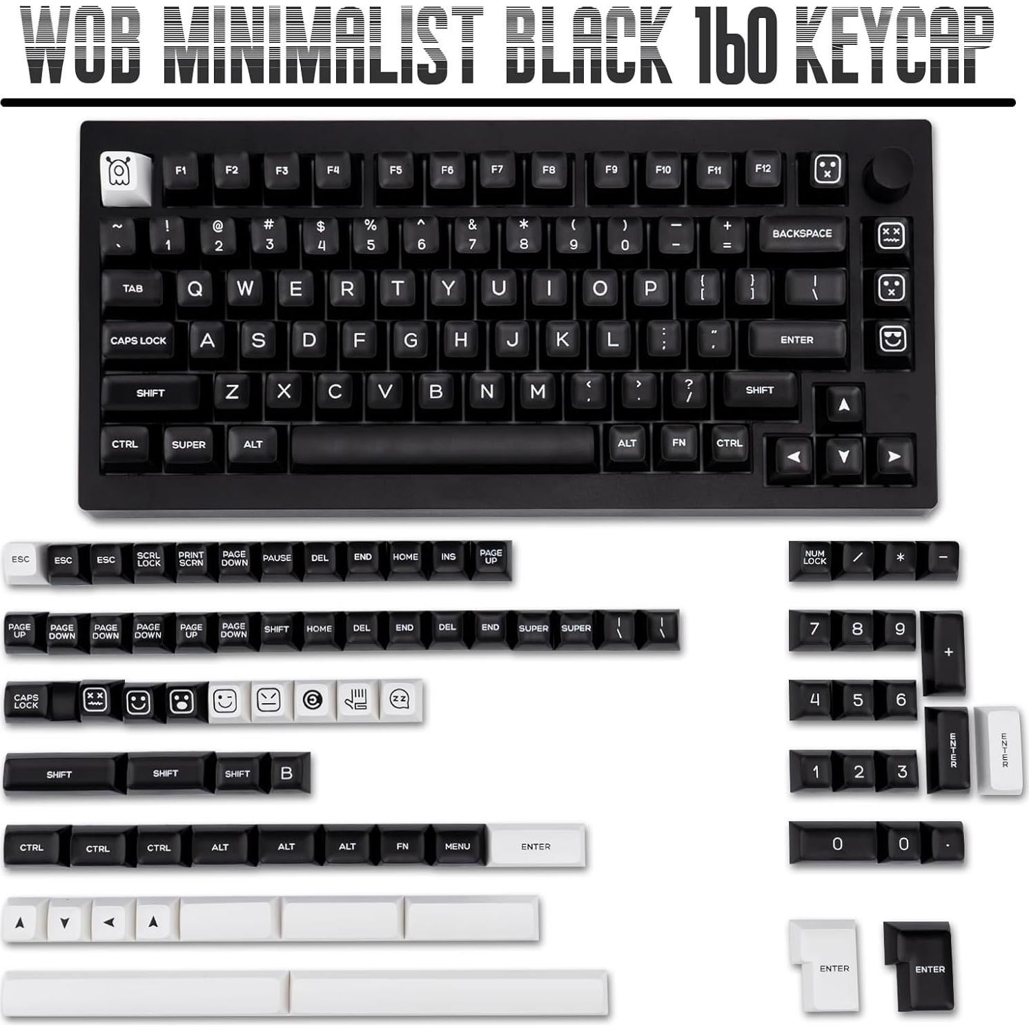 Juego de Teclas Mecánicas PBT 160 Teclas Negras SA GEKUCAP