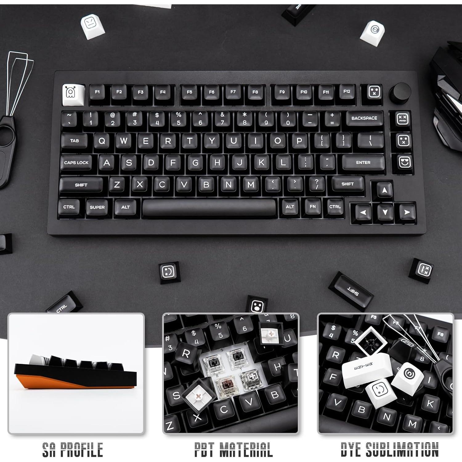 Juego de Teclas Mecánicas PBT 160 Teclas Negras SA GEKUCAP