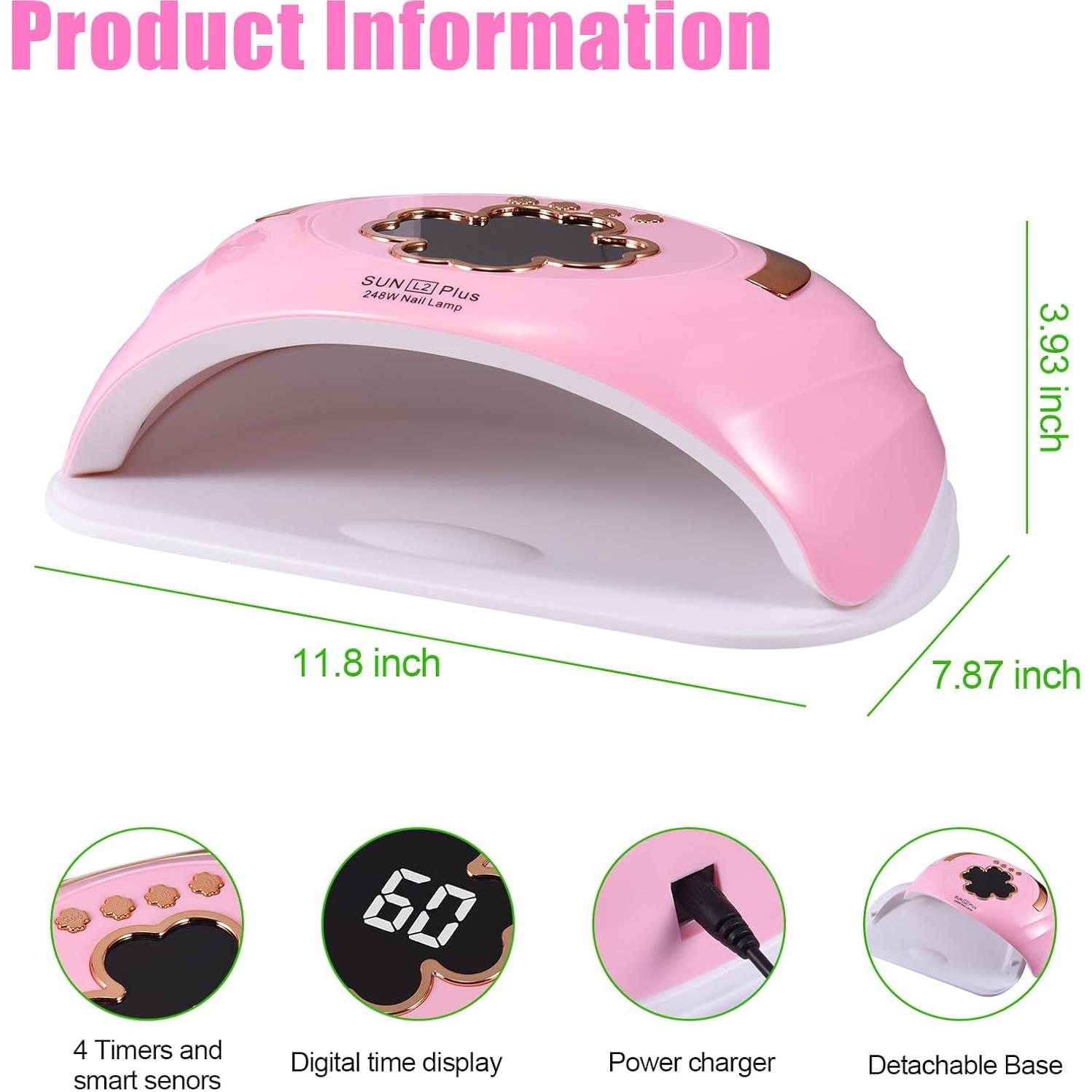 Lámpara UV LED Riuotazi 248W para Uñas con Sensor Automático