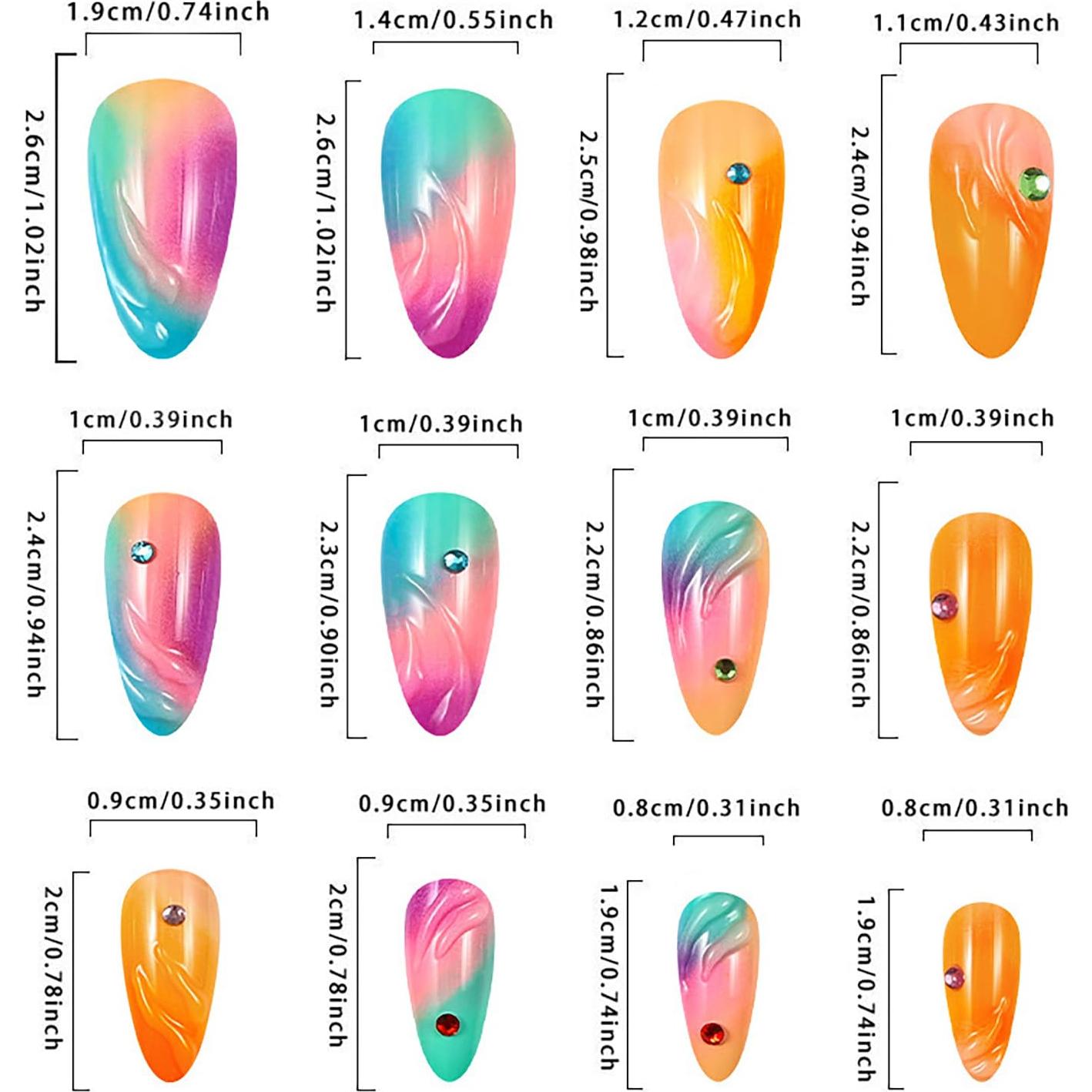 Uñas Postizas de Almendra FIEONCIY Acrílicas Brillantes 24 Pzas