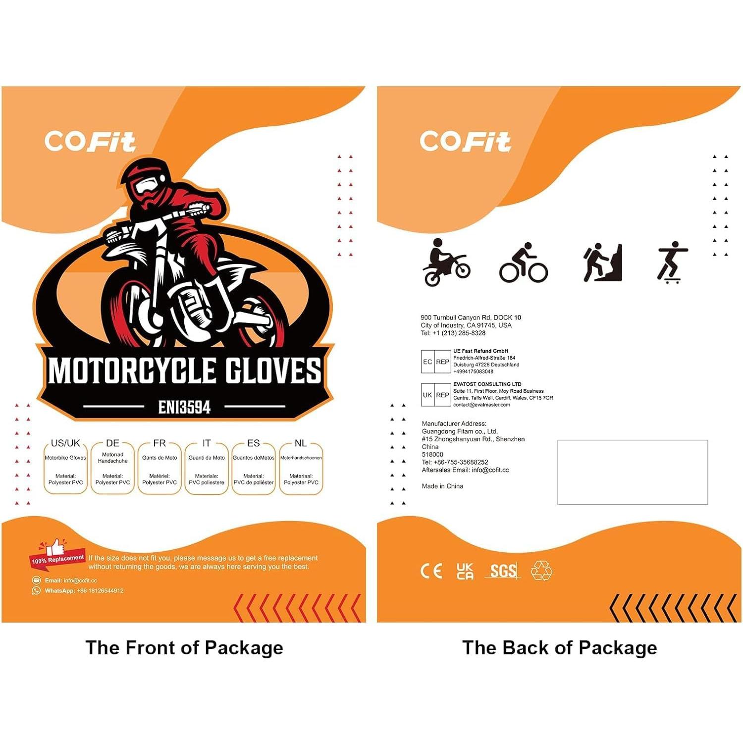 Guantes de Motocicleta COFIT XXL Transpirables y Antideslizantes