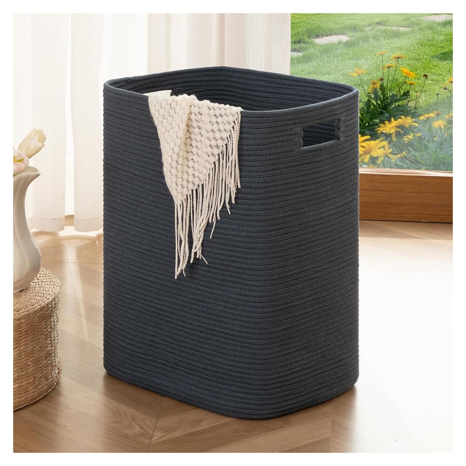 Cesta de Ropa Grande OIAHOMY Algodón 76L Azul 40.6x33x55.9cm