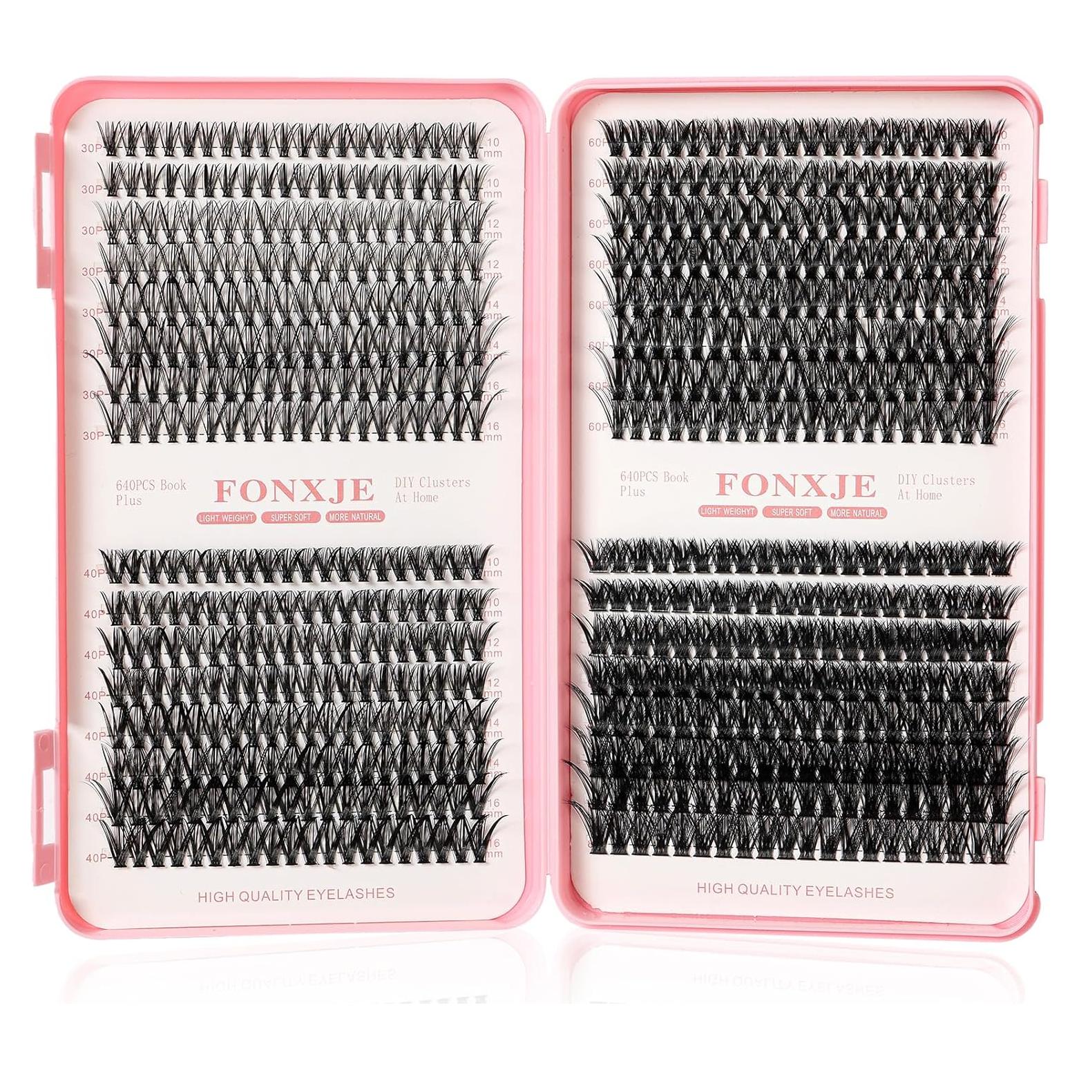 Extensiones de Pestañas Wispy FONXJE 640PCS C Curl 10-16mm