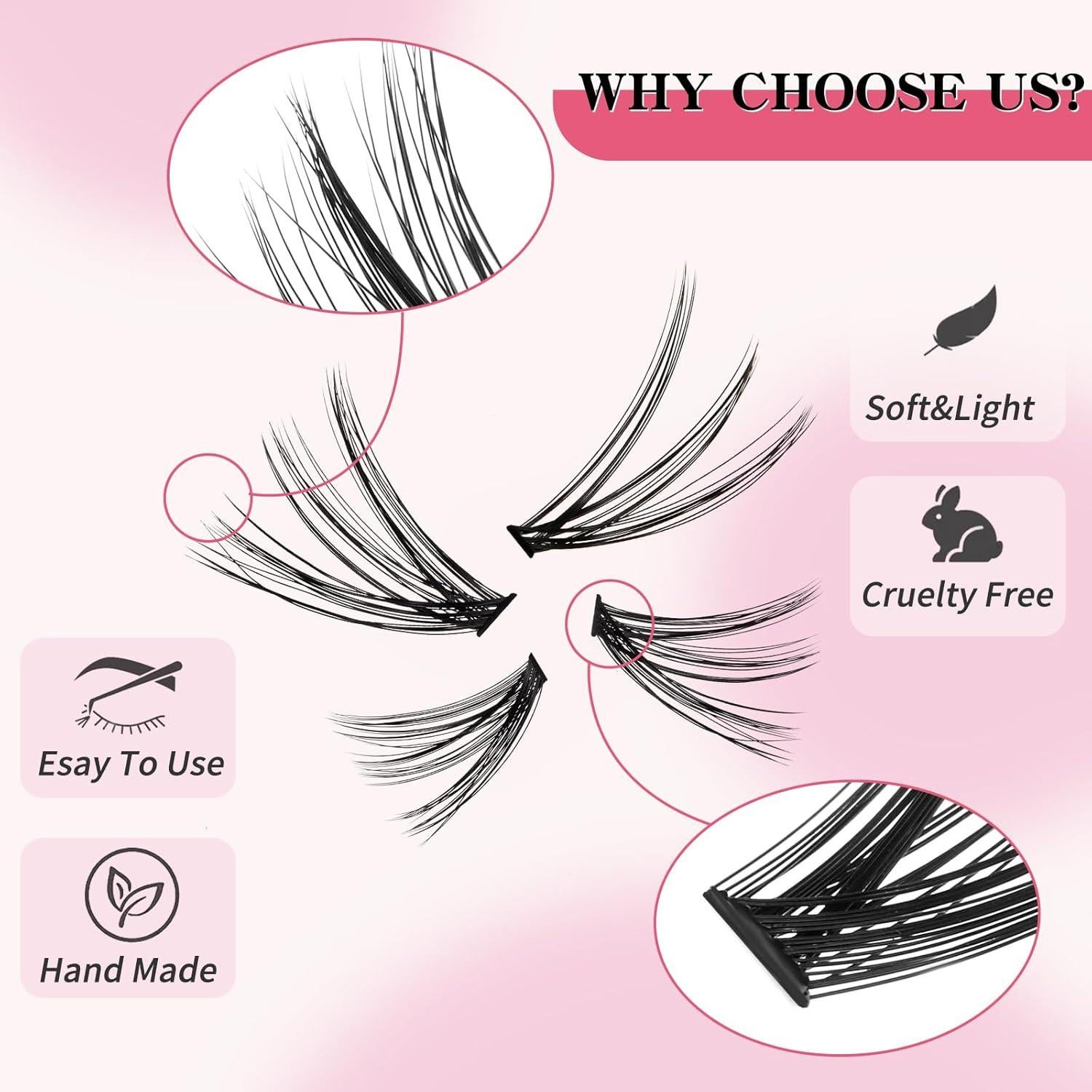 Extensiones de Pestañas Wispy FONXJE 640PCS C Curl 10-16mm