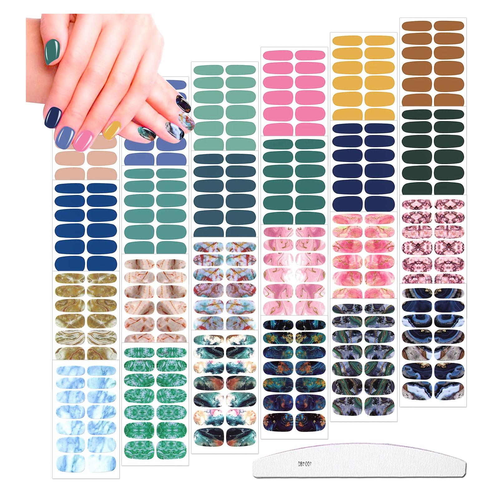 JERCLITY 336 Piezas Stickers de Uñas Autoadhesivos Clásicos