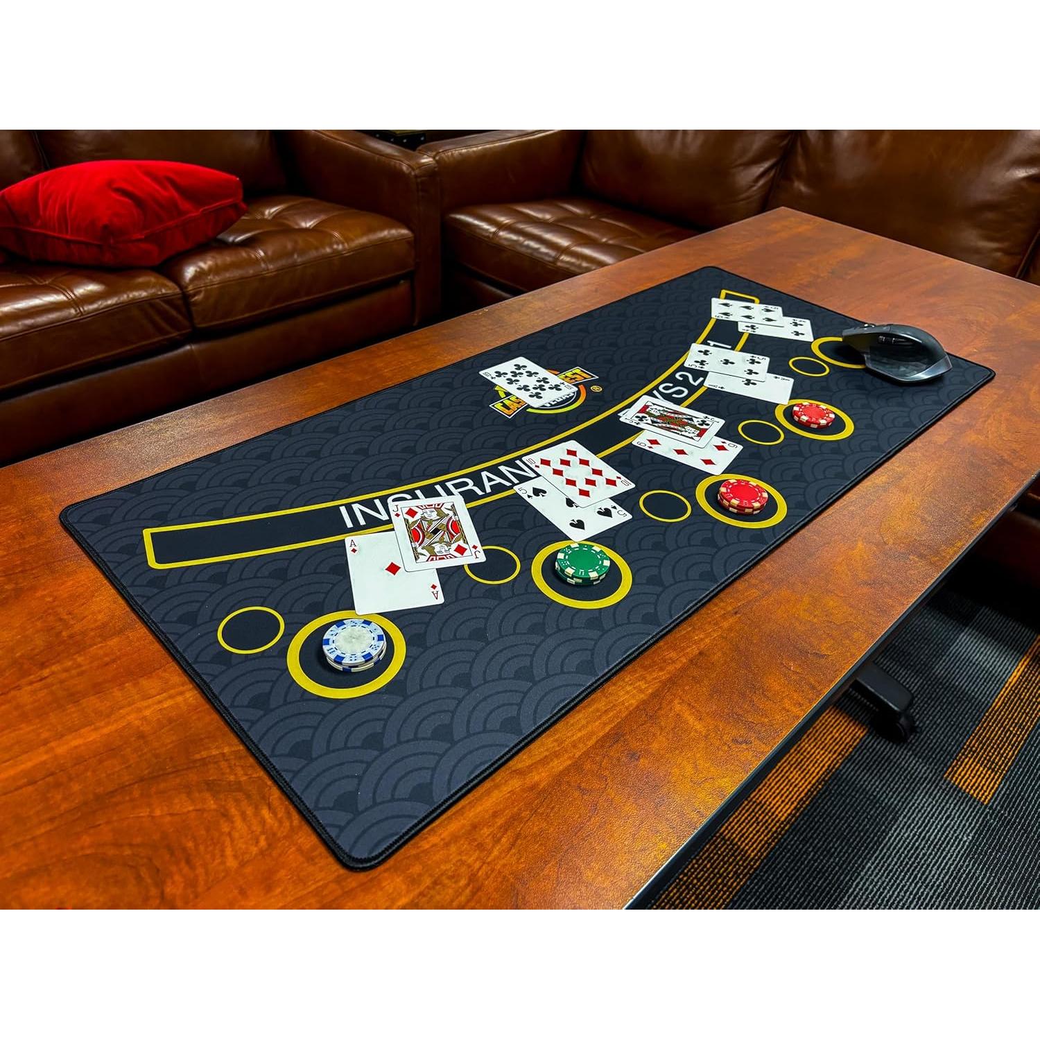 Mini Tapete de Blackjack Casino Quest 89x40 cm Negro/Dorado