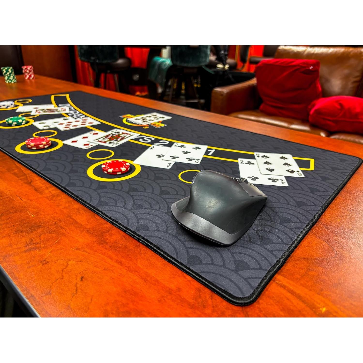 Mini Tapete de Blackjack Casino Quest 89x40 cm Negro/Dorado