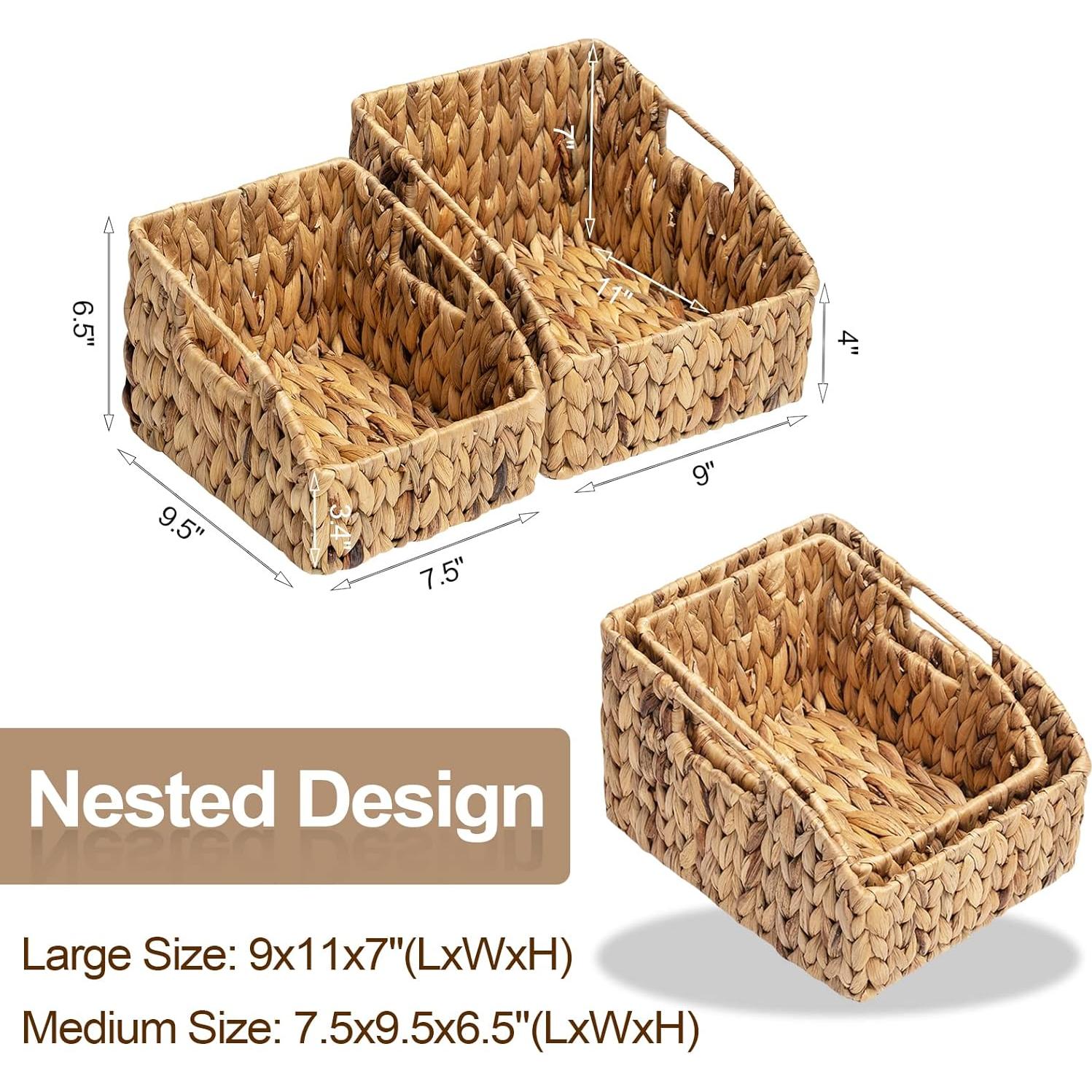 Cestas de Mimbre FairyHaus 2 Piezas Grandes Naturales 22.86x27.94cm