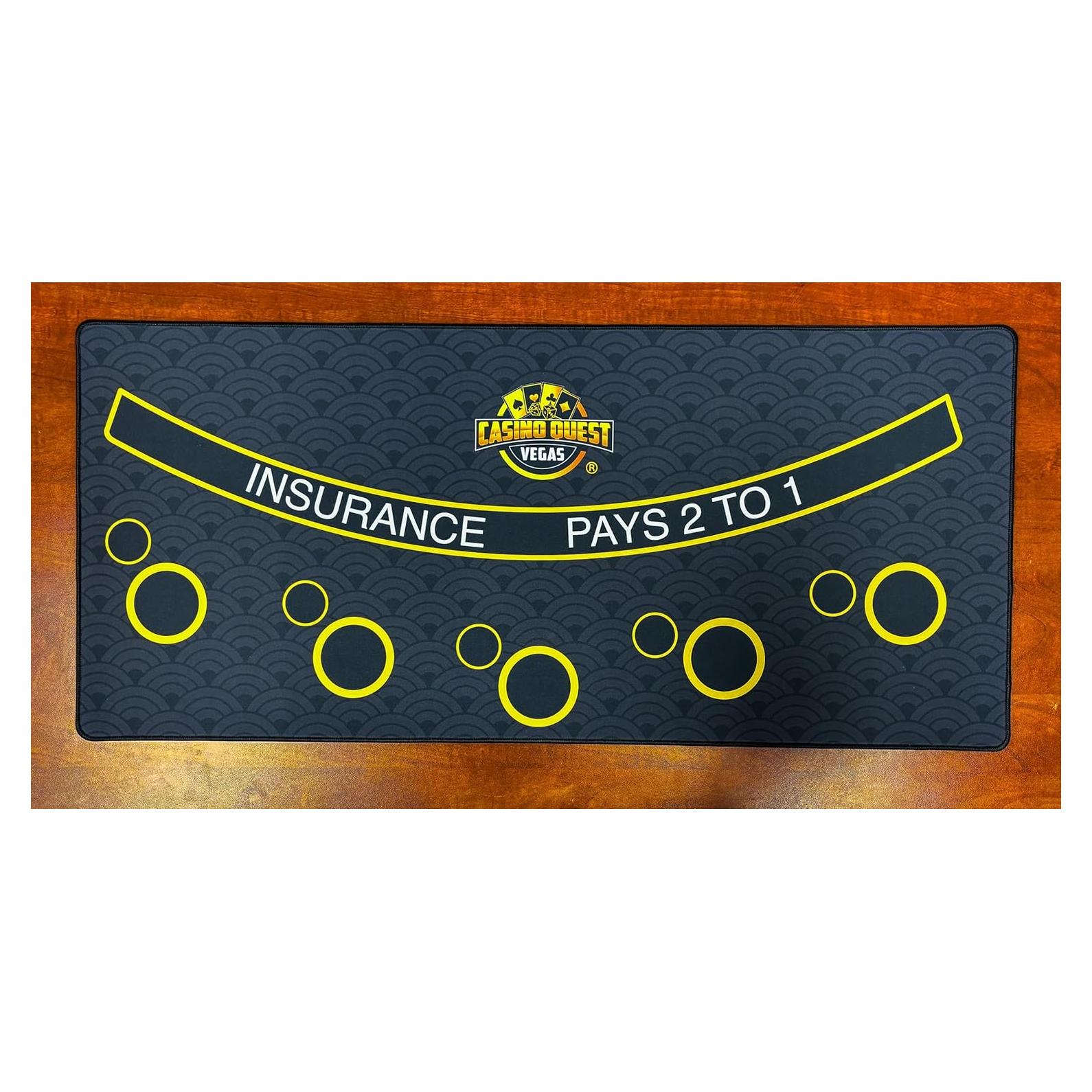 Mini Tapete de Blackjack Casino Quest 89 x 40 cm Negro/Dorado