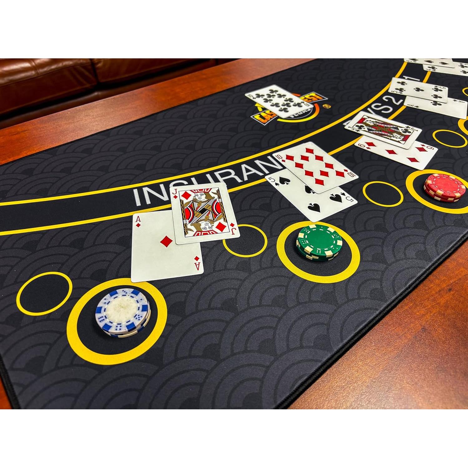 Mini Tapete de Blackjack Casino Quest 89 x 40 cm Negro/Dorado