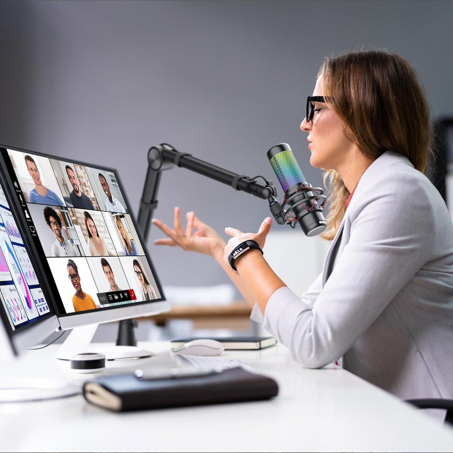 Brazo de Micrófono Premium HS20 Negro con Gestión de Cables