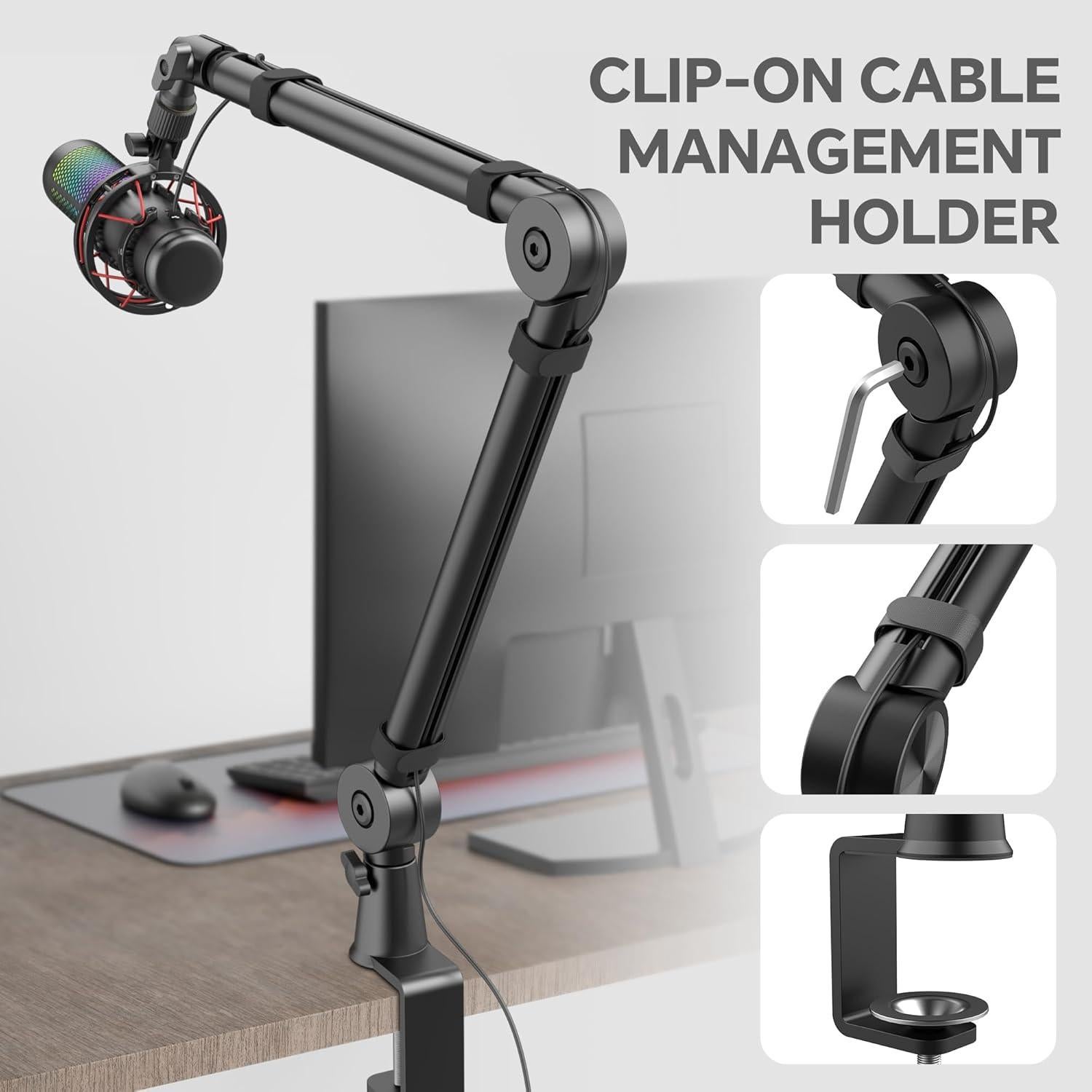 Brazo de Micrófono Premium HS20 Negro con Gestión de Cables