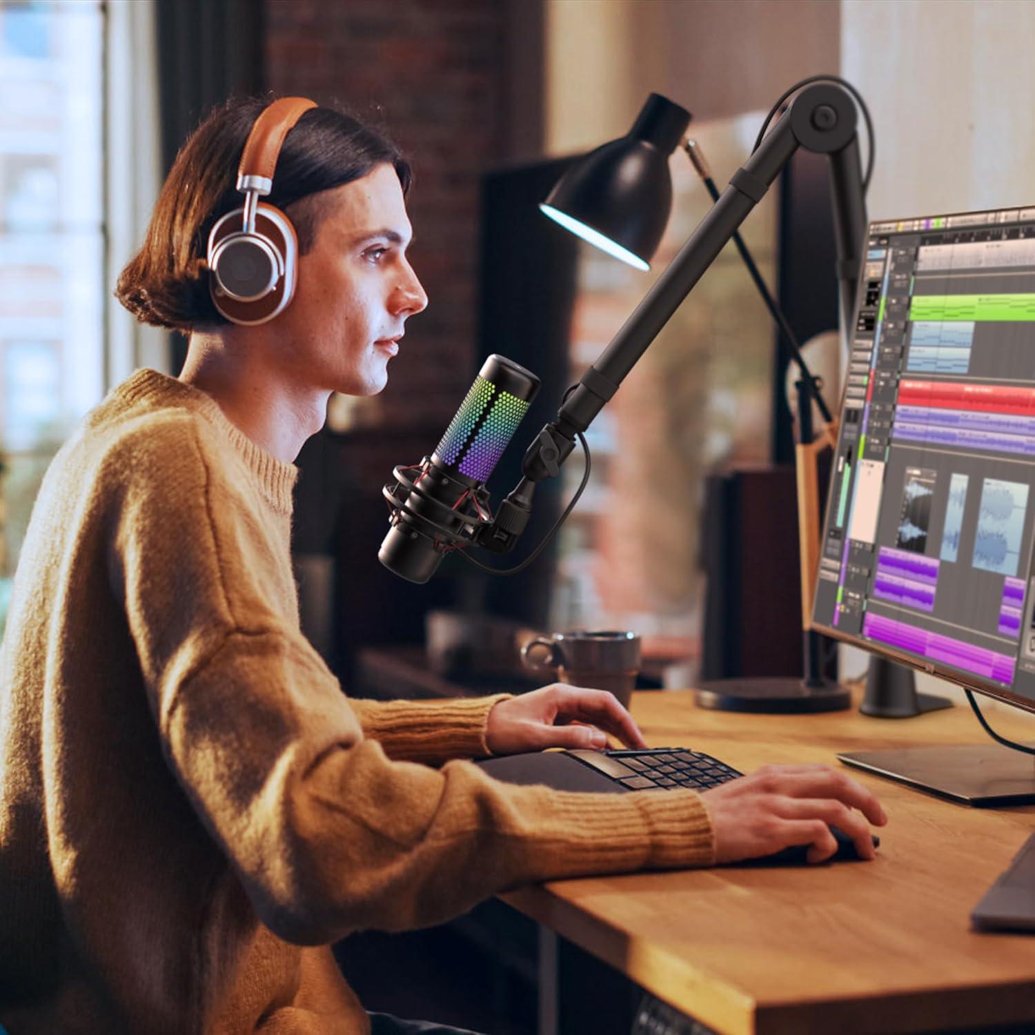 Brazo de Micrófono Premium HS20 Negro con Gestión de Cables