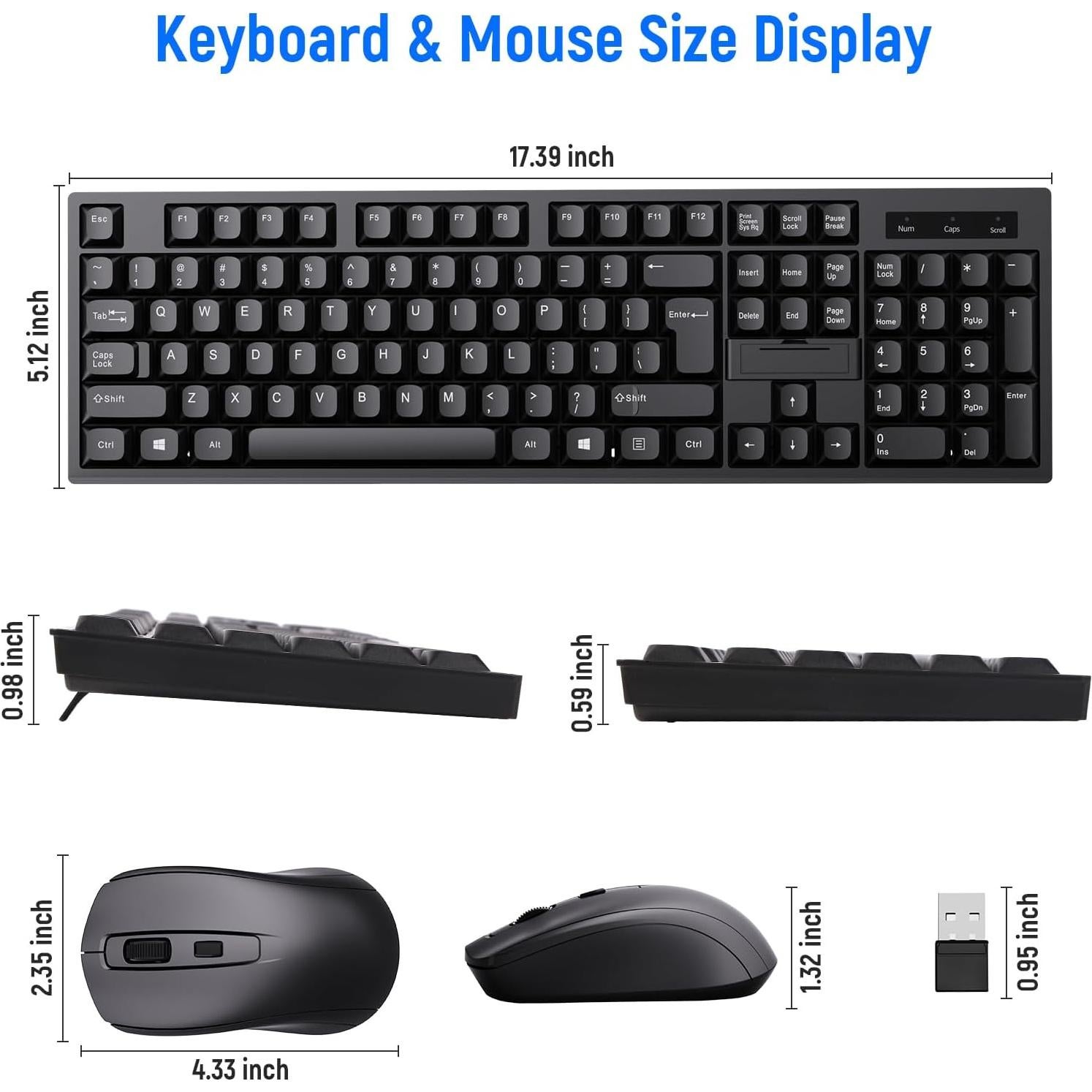 Combo Teclado y Ratón Inalámbrico BAGINGAN QWERTY 2.4G Negro