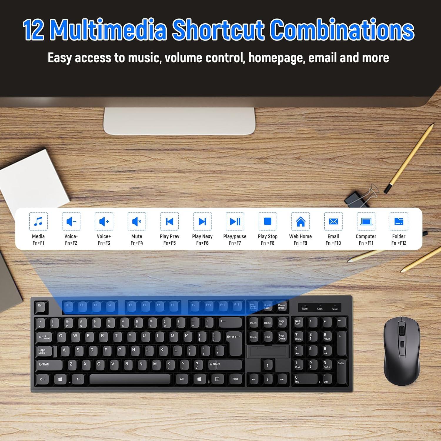 Combo Teclado y Ratón Inalámbrico BAGINGAN QWERTY 2.4G Negro