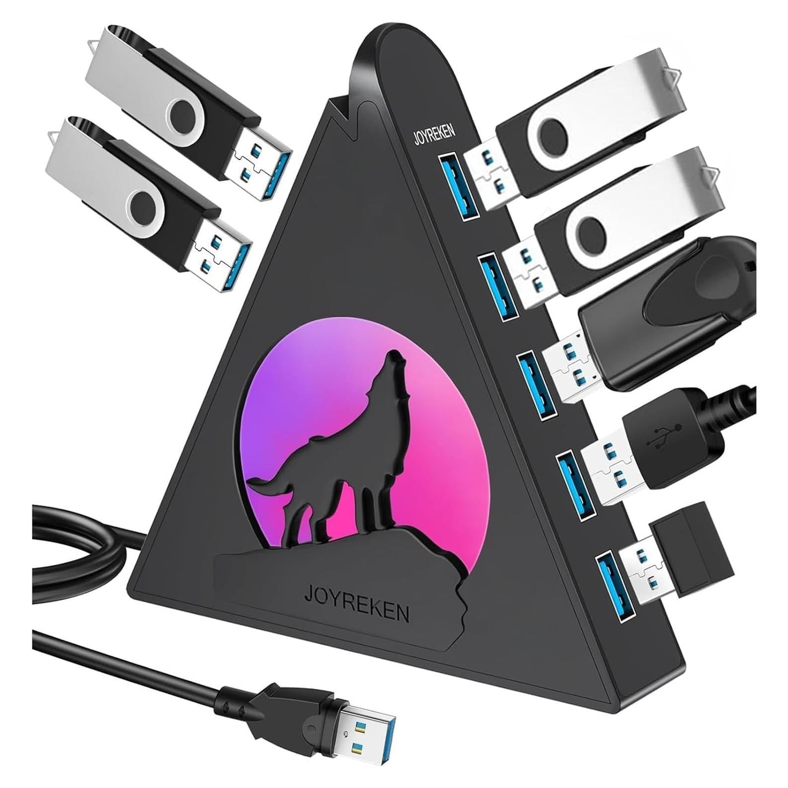 Hub USB 3.0 JoyReken de 7 Puertos Vertical con RGB 0.61m