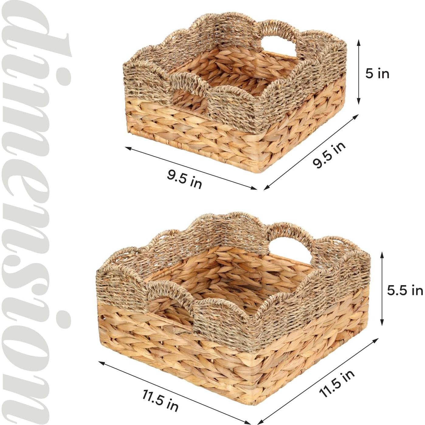 Cestas de Mimbre SIEUSALEVN - Set de 2 con Borde Ondulado