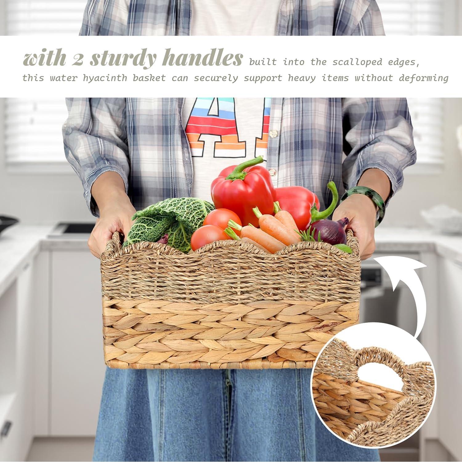 Cestas de Mimbre SIEUSALEVN - Set de 2 con Borde Ondulado