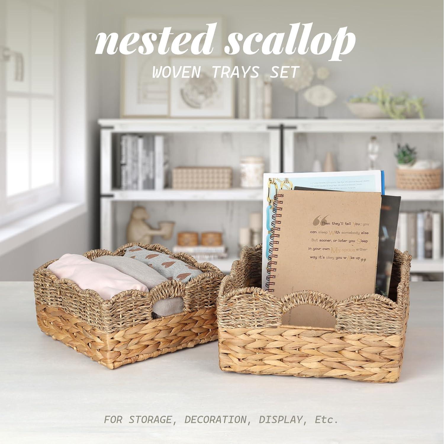 Cestas de Mimbre SIEUSALEVN - Set de 2 con Borde Ondulado