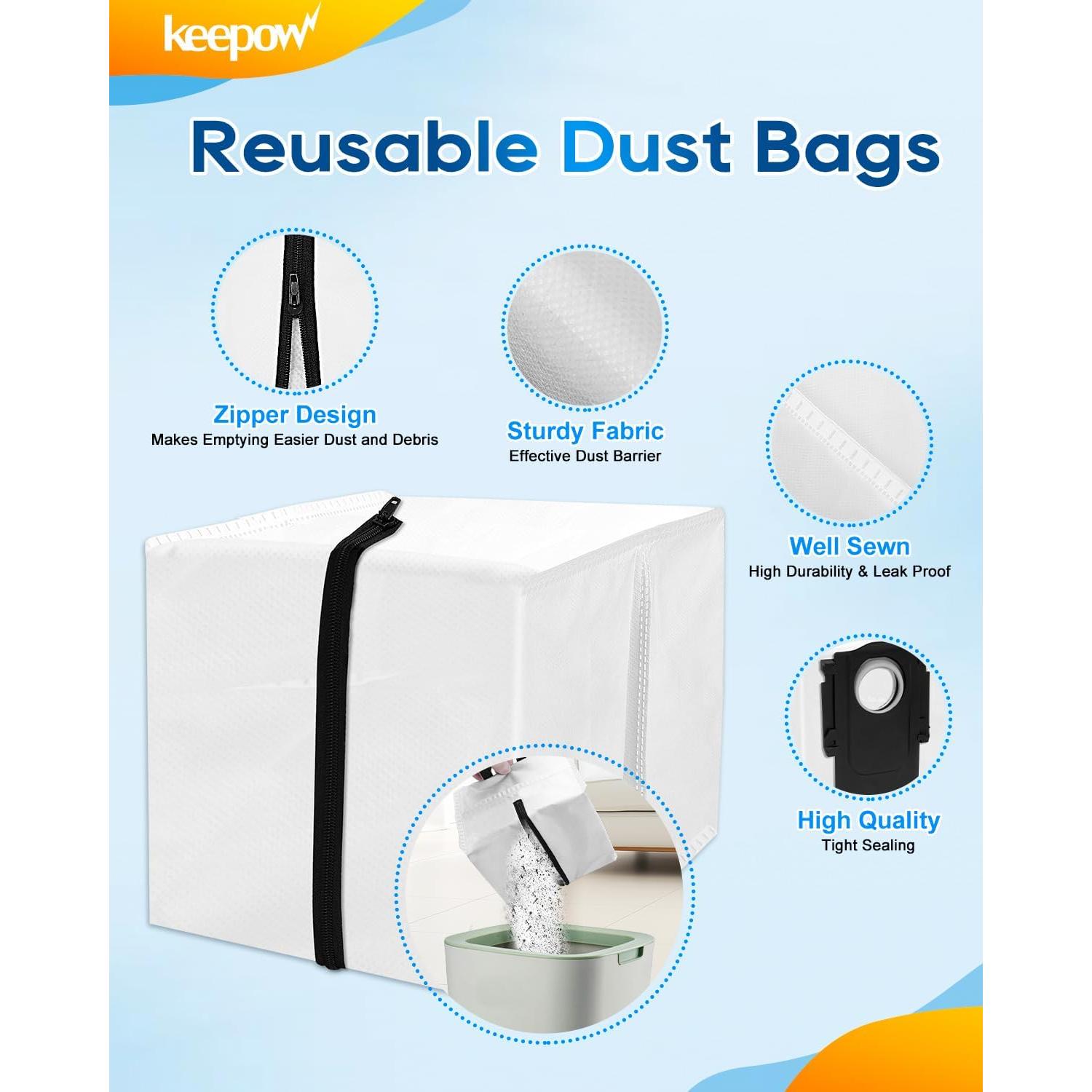 Bolsas de Polvo Reutilizables KEEPOW para Aspiradoras Roborock