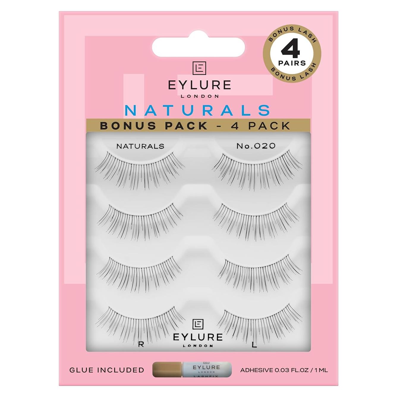 Pestañas Reutilizables Eylure Naturals No. 020 - 4 Pares, Negro