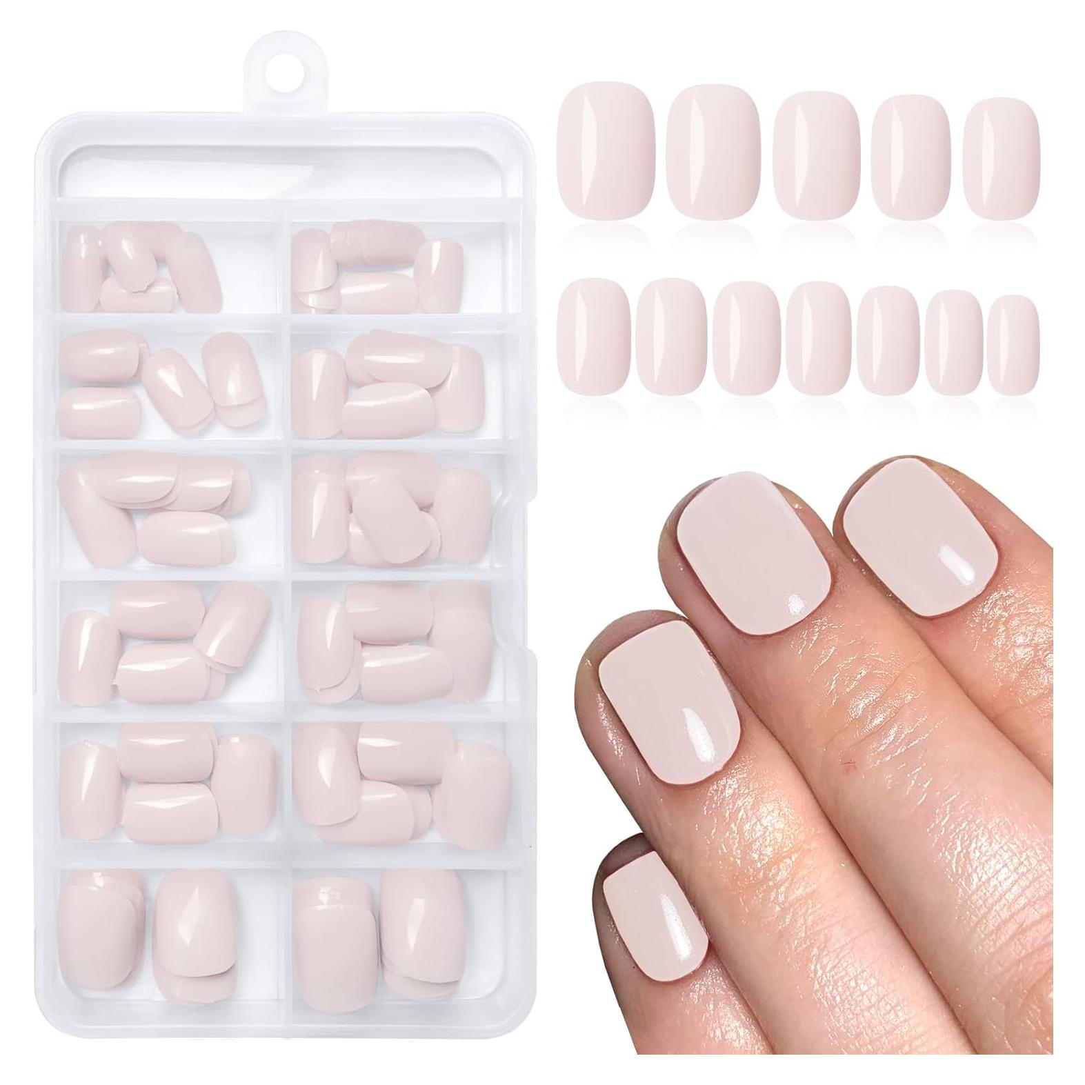 120 Uñas Postizas Cortas Rosadas Lifextol - 12 Tamaños