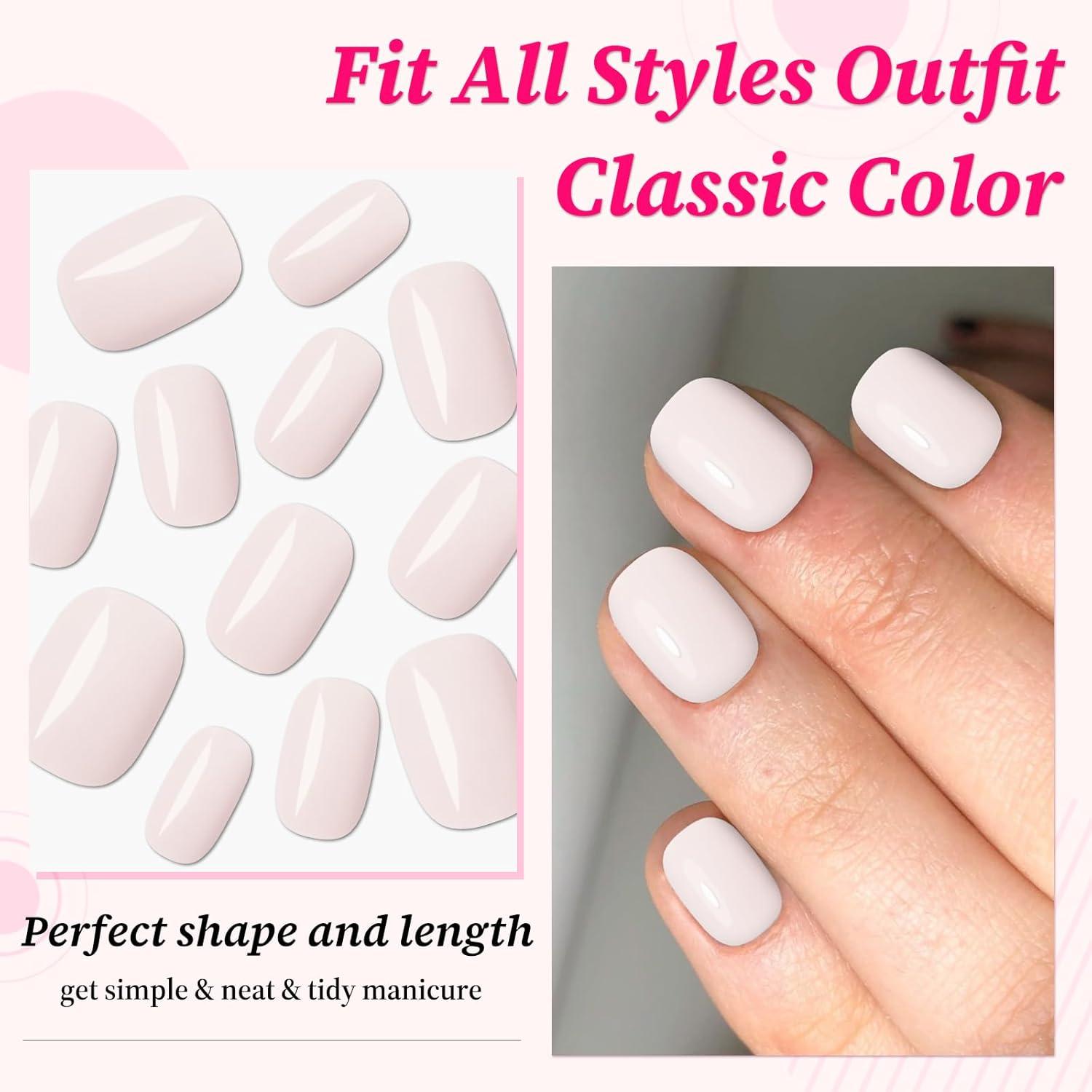 120 Uñas Postizas Cortas Rosadas Lifextol - 12 Tamaños