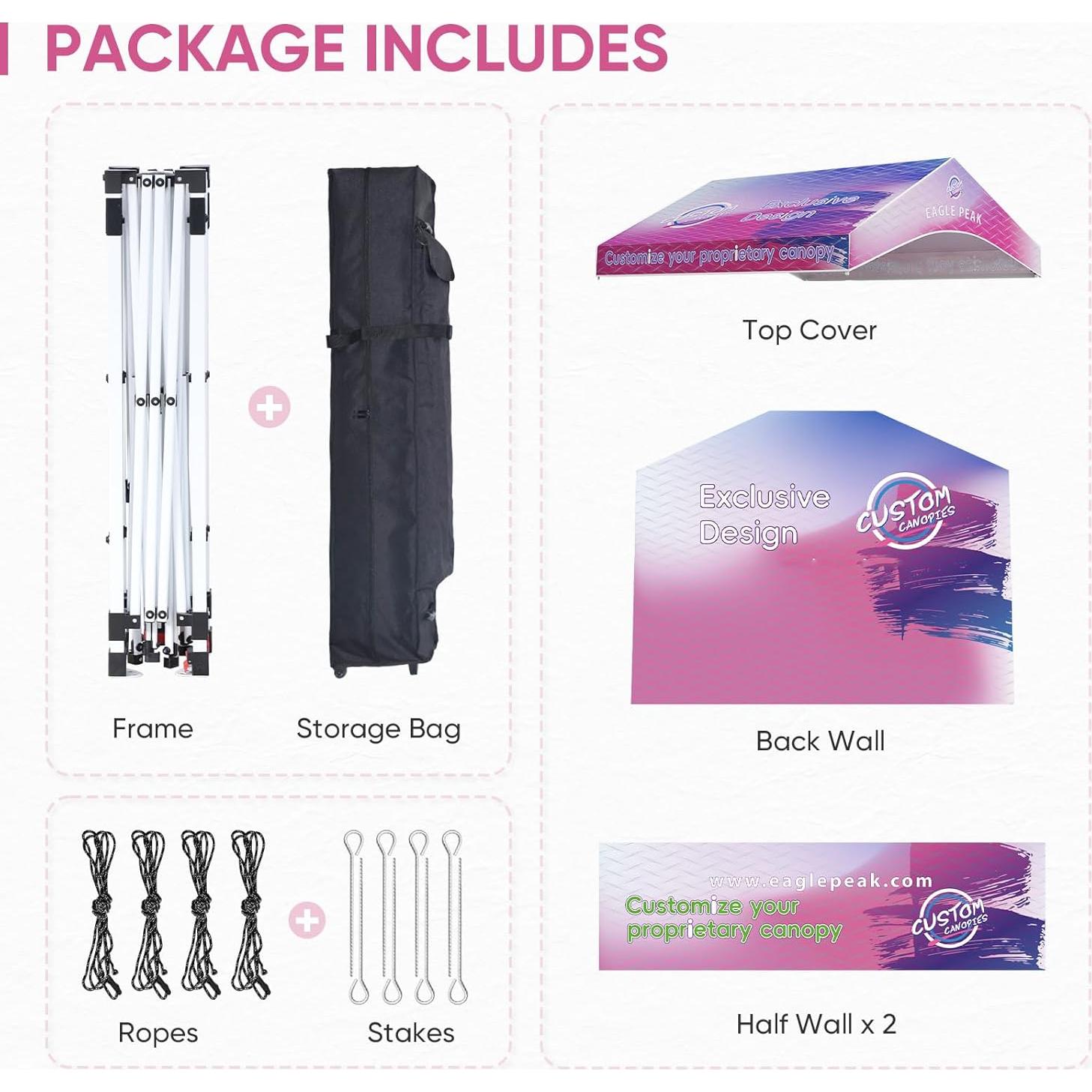 Carpa Personalizada EAGLE PEAK 10x10 Techo a Dos Aguas