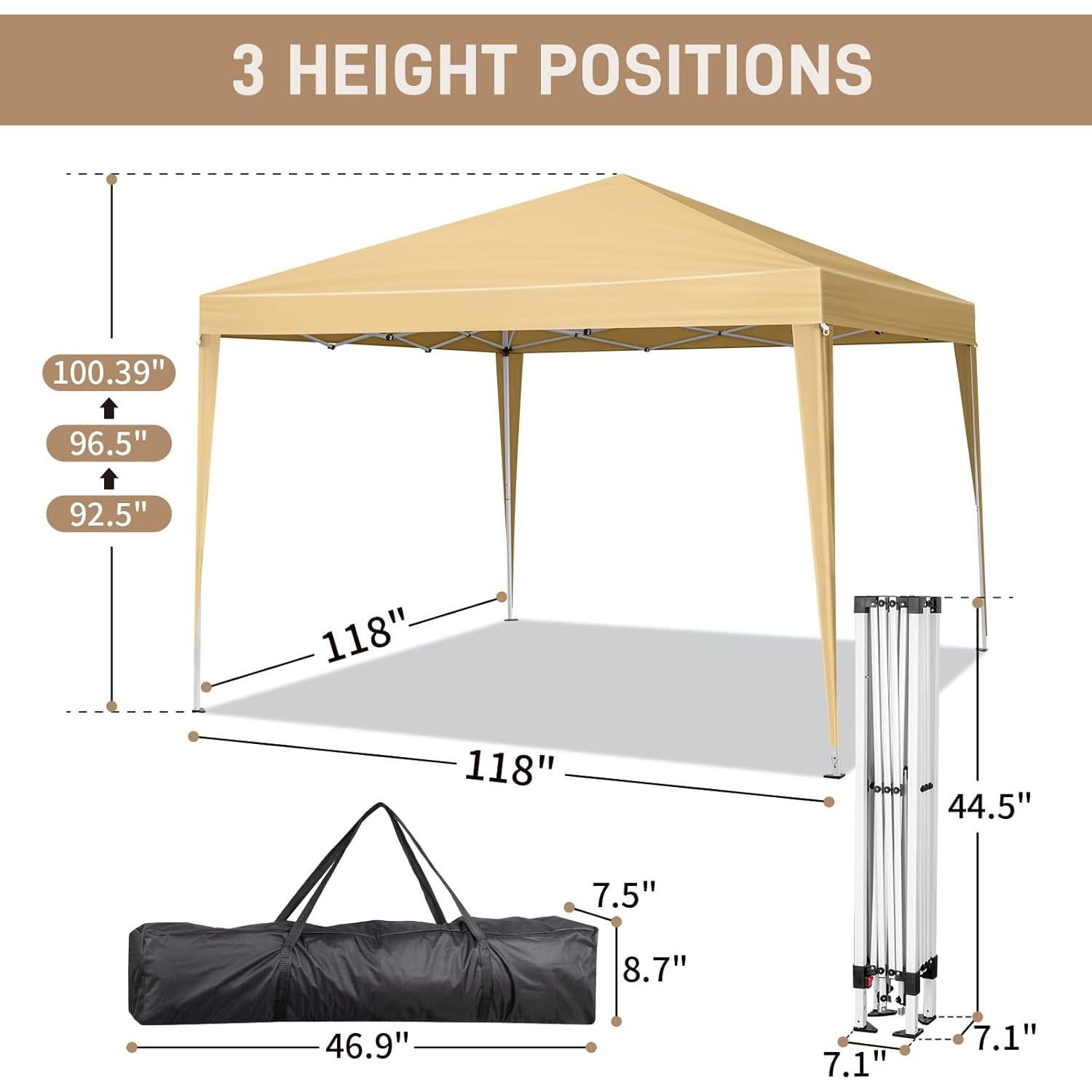 Carpa Plegable 3x3m MELOSHM Impermeable con 4 Paredes