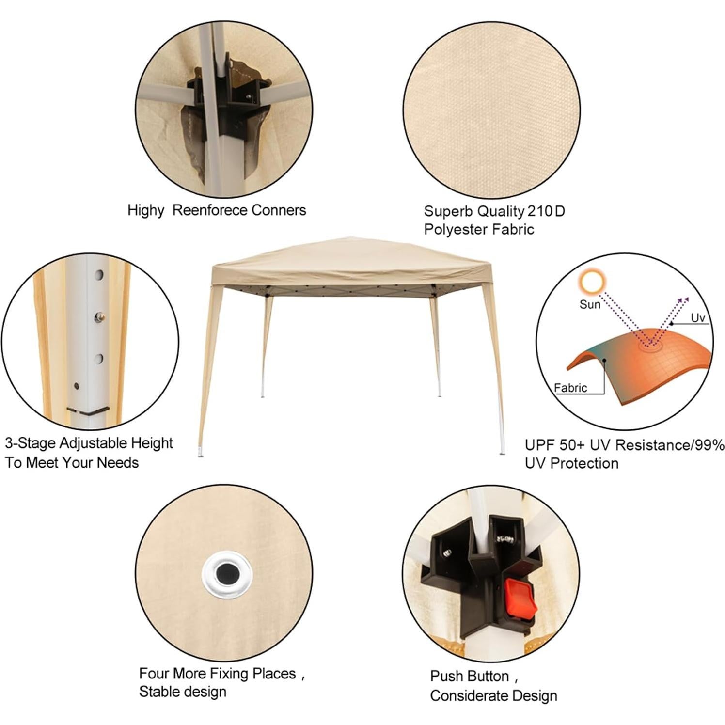Carpa Plegable 3x3m MELOSHM Impermeable con 4 Paredes