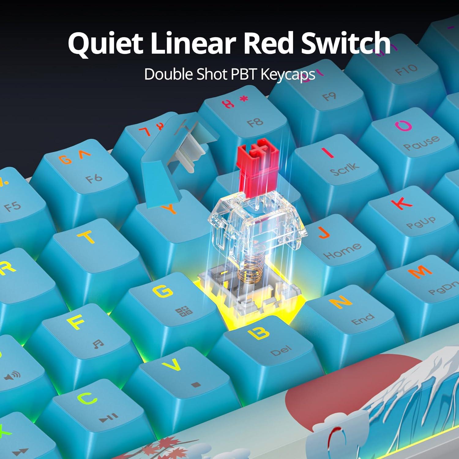 Teclado Mecánico RGB 60% iRoboosta Azul y Blanco 61 Teclas